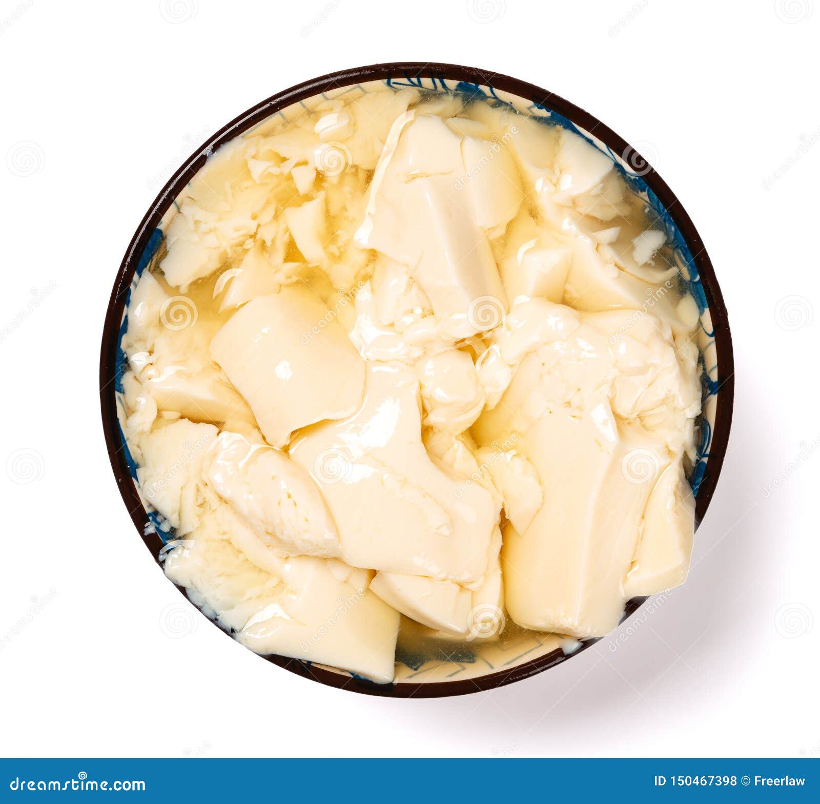 Bowl of Bean Curd Jelly on White Clipping Path Stock Photo Image of