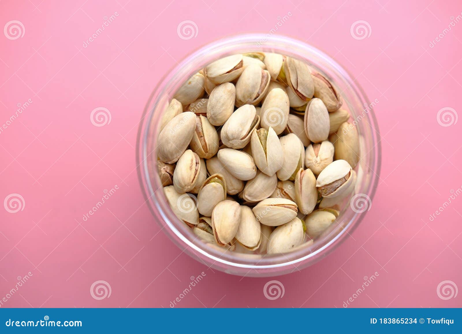 Top View of a Bowl of Pistachios Nut on Pink Stock Photo Image of