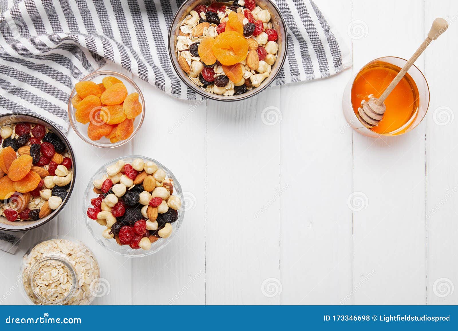 Top View of Bowls with Cereal Stock Photo - Image of background, sweet ...