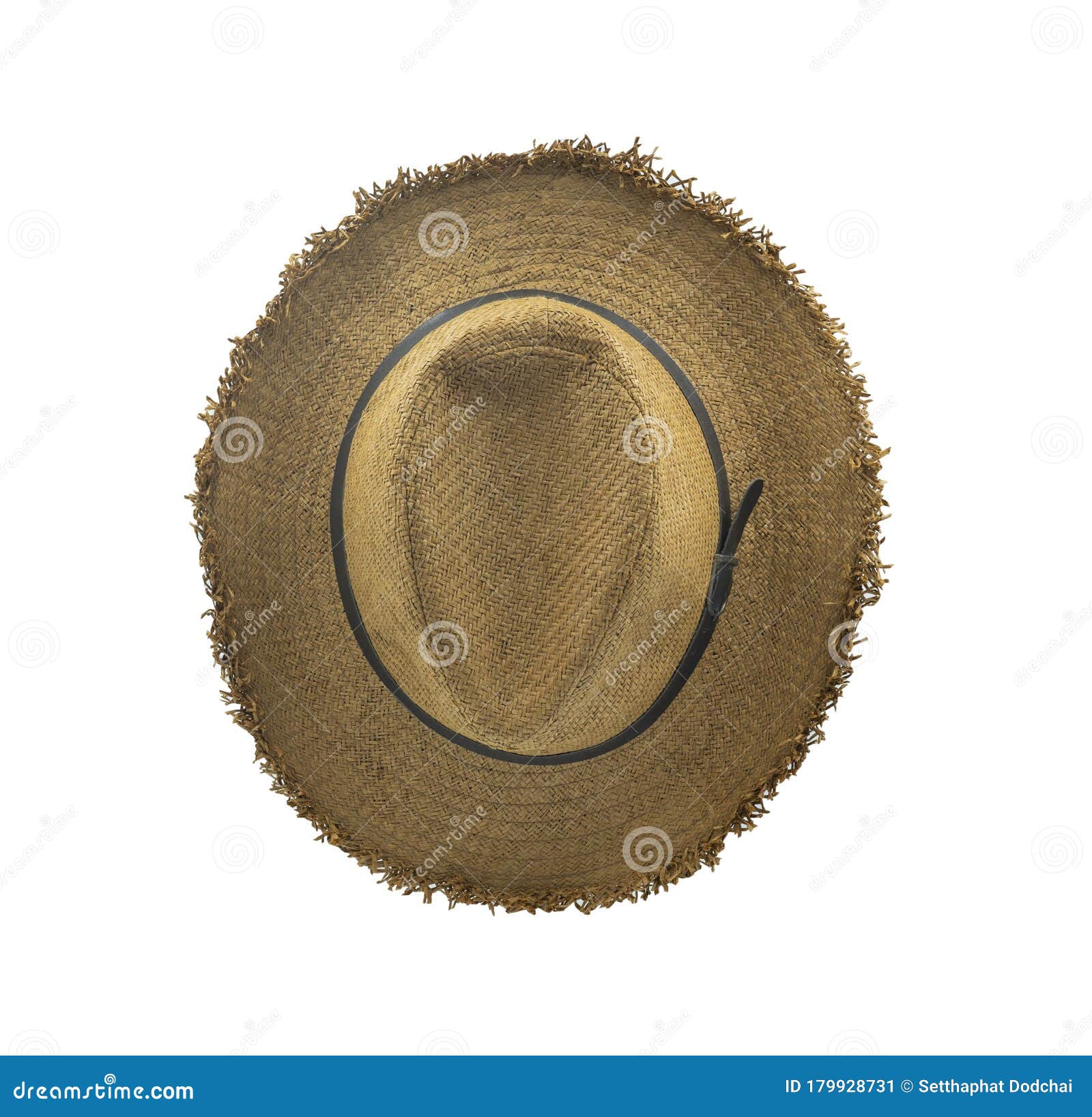 Top View of Brown Straw Beach Sun Hat Fashion Summer for Men Isolated ...