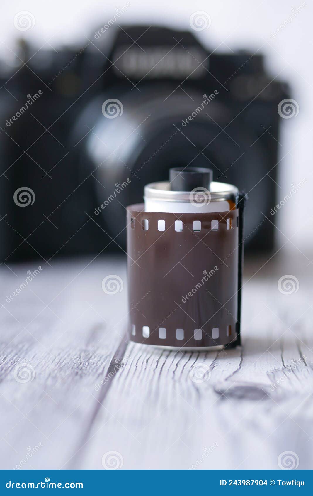 Top View of Camera with Film Rolls on Table Stock Photo Image of
