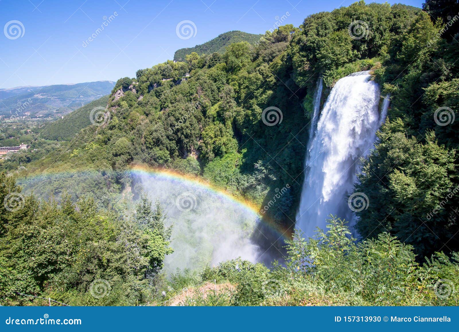 top view of the cascata delle marmore, in italy