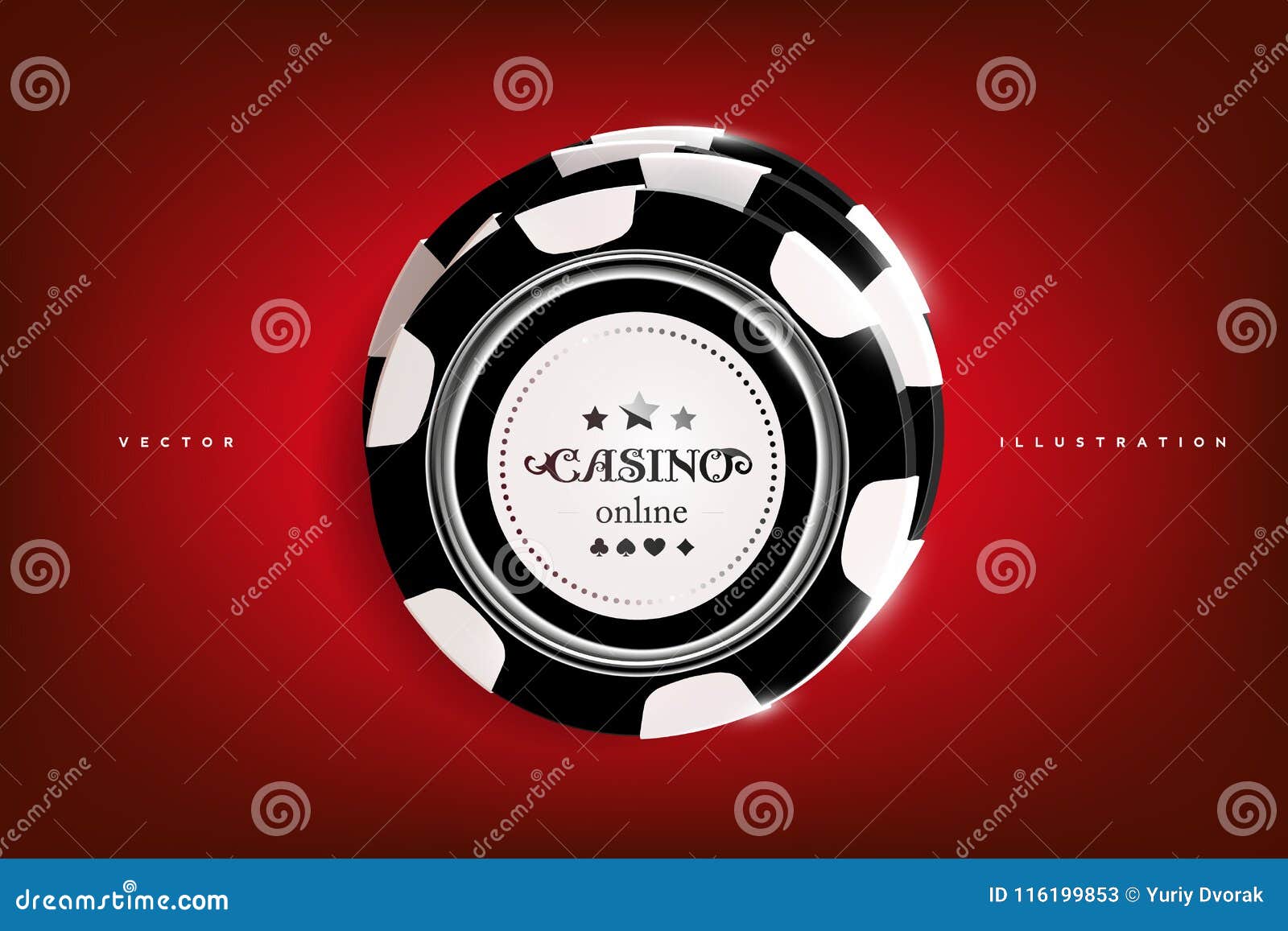 Top View Of Casino Black And White Chips On Red Background Online