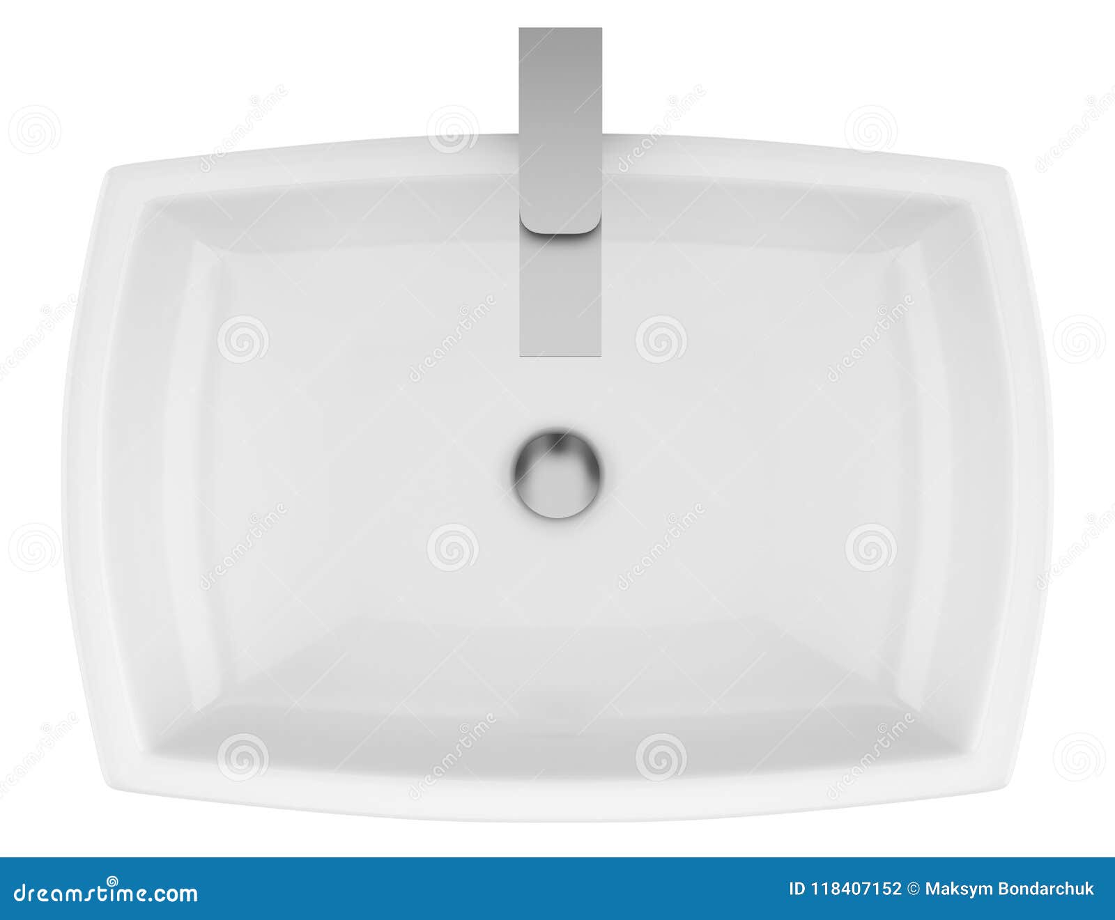 Top View of Ceramic Bathroom Sink Isolated on White Stock Illustration