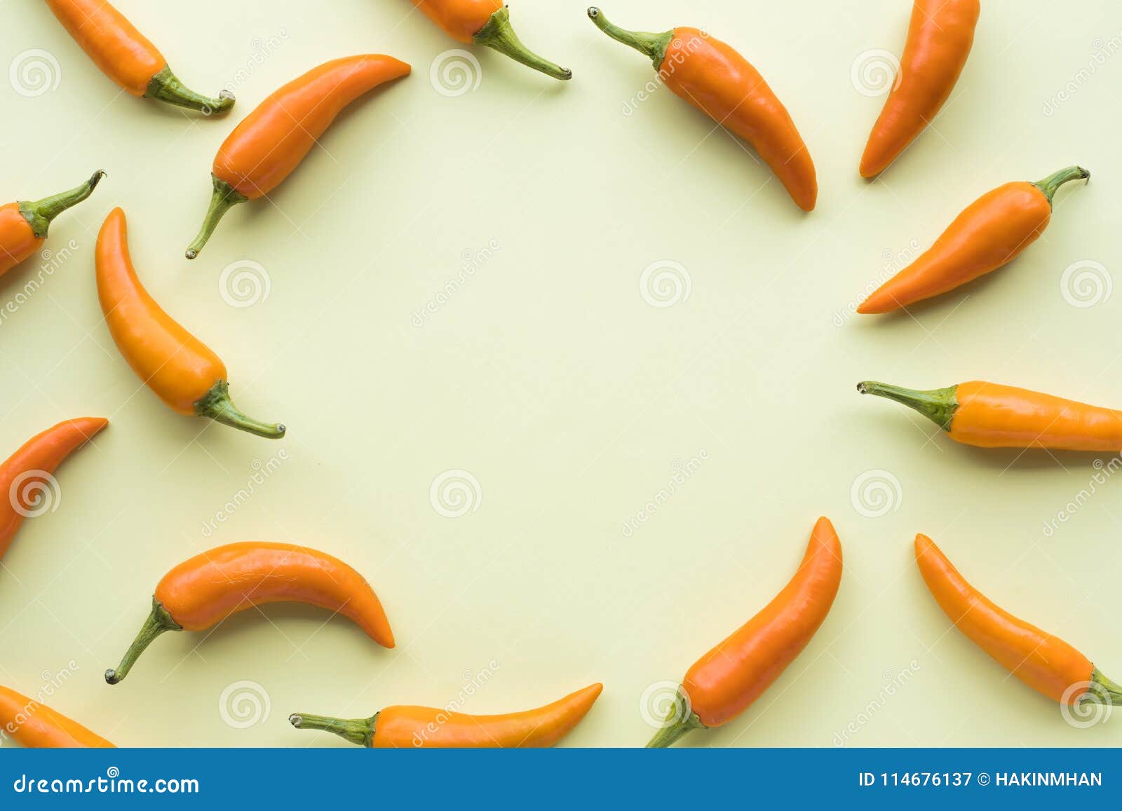 Top View of Chilli Set with Copy Space on Pastel Stock Image - Image of