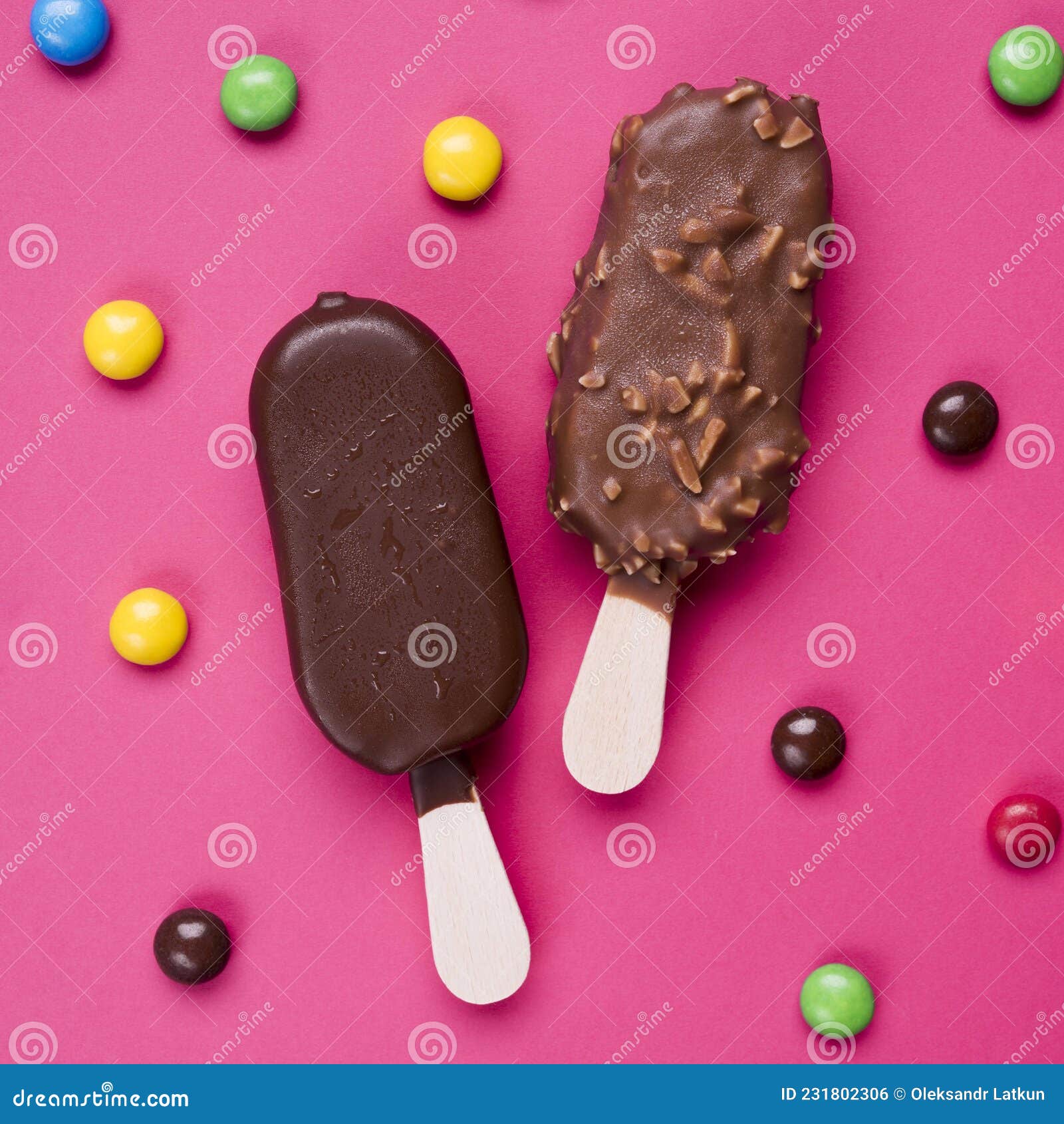 Top View Chocolate Ice Creams Candy. High Quality Photo Stock Photo