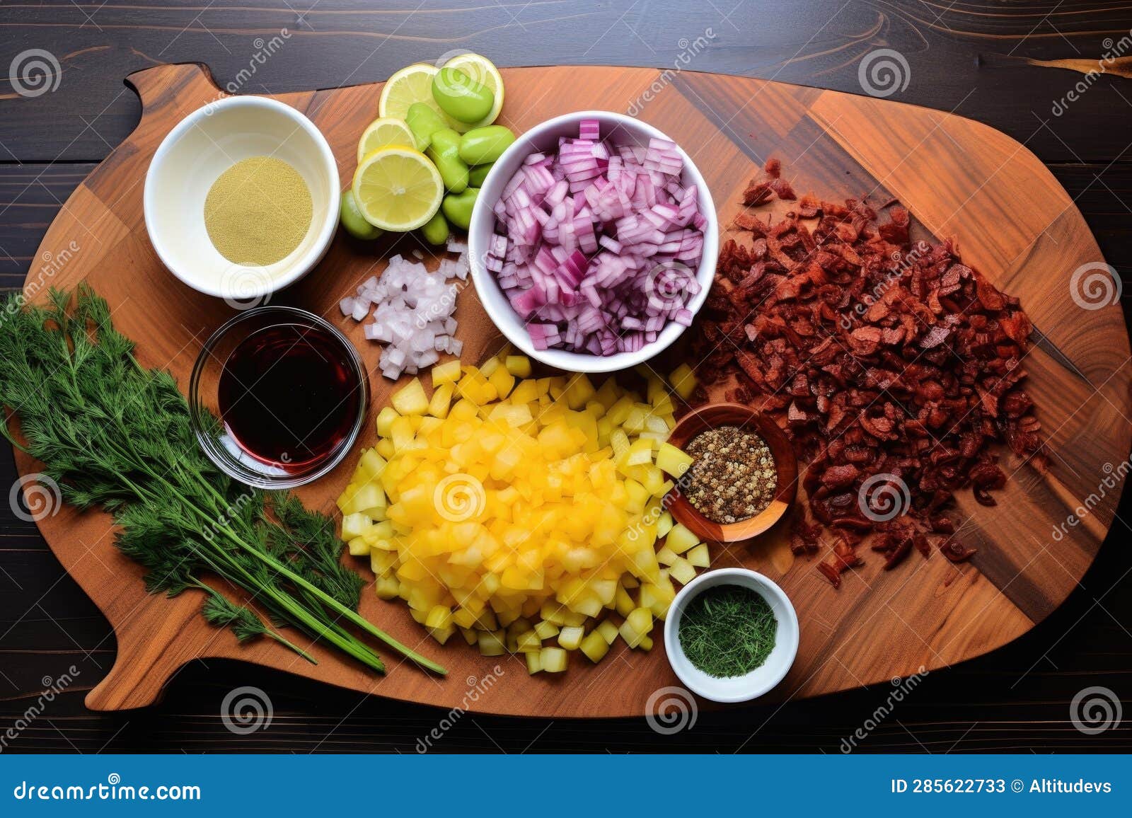 Top View of Chopped Ingredients for Marinade Stock Image Image of
