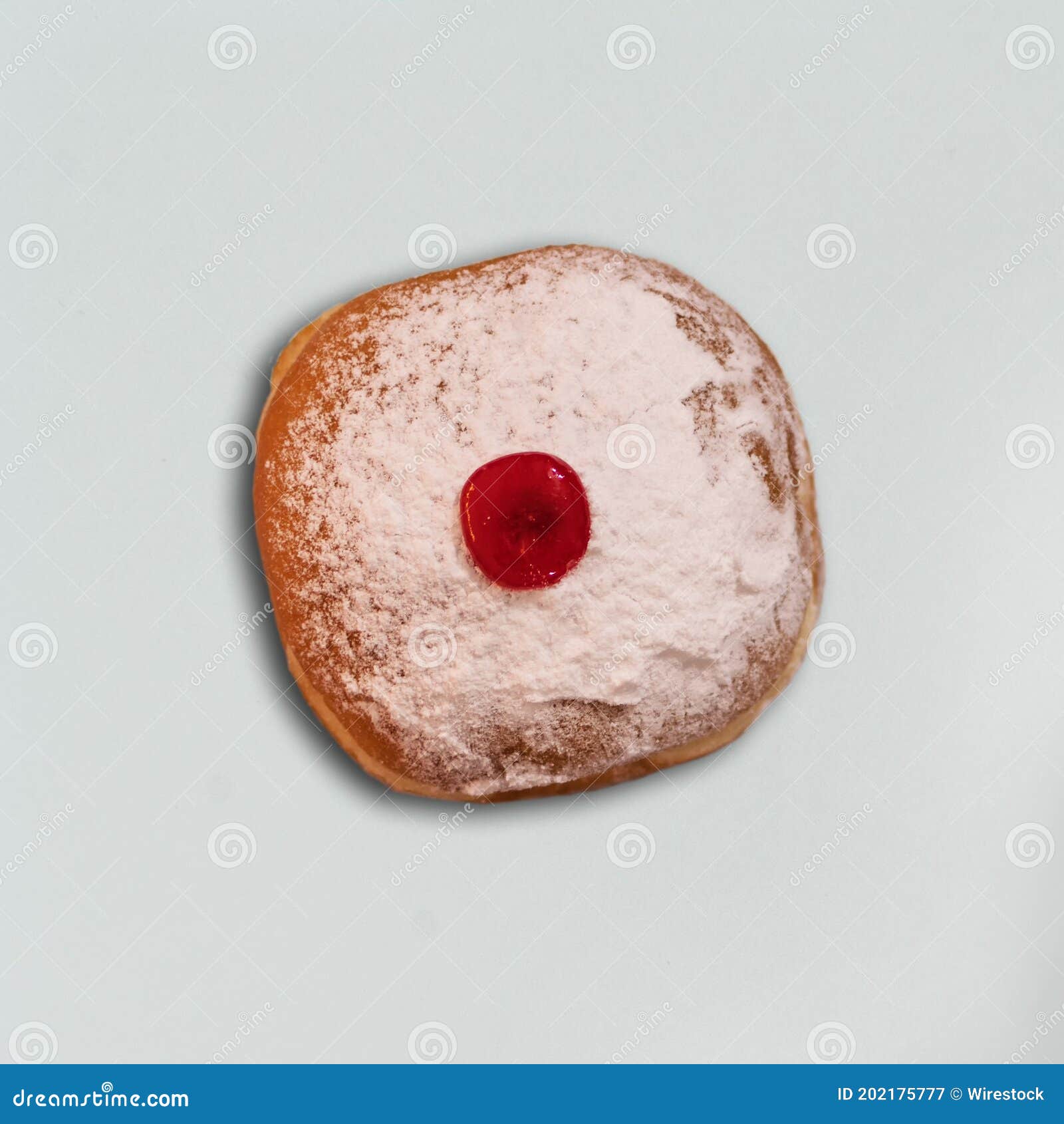 top view closeup of a hanukkah mocks sufganiyah doughnut