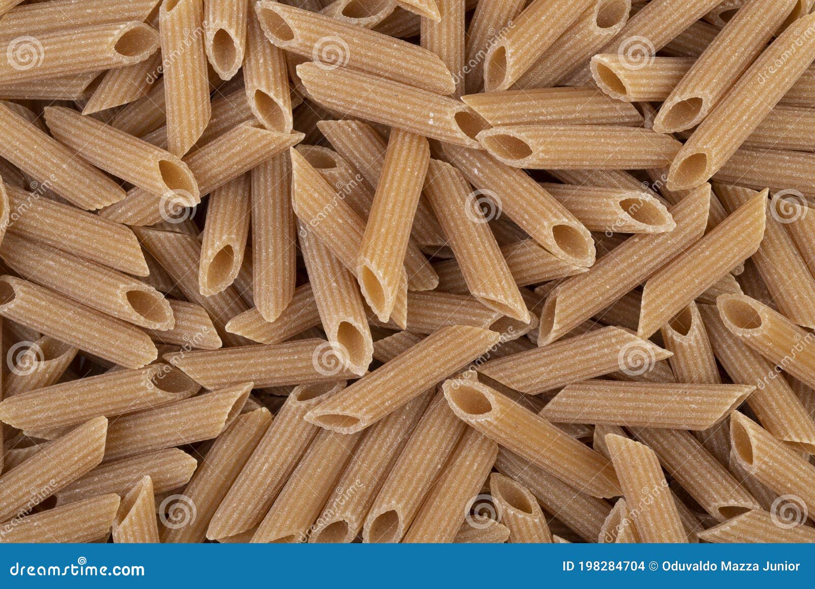 Top View, Closeup of Whole Grain Penne Pasta Stock Photo Image of