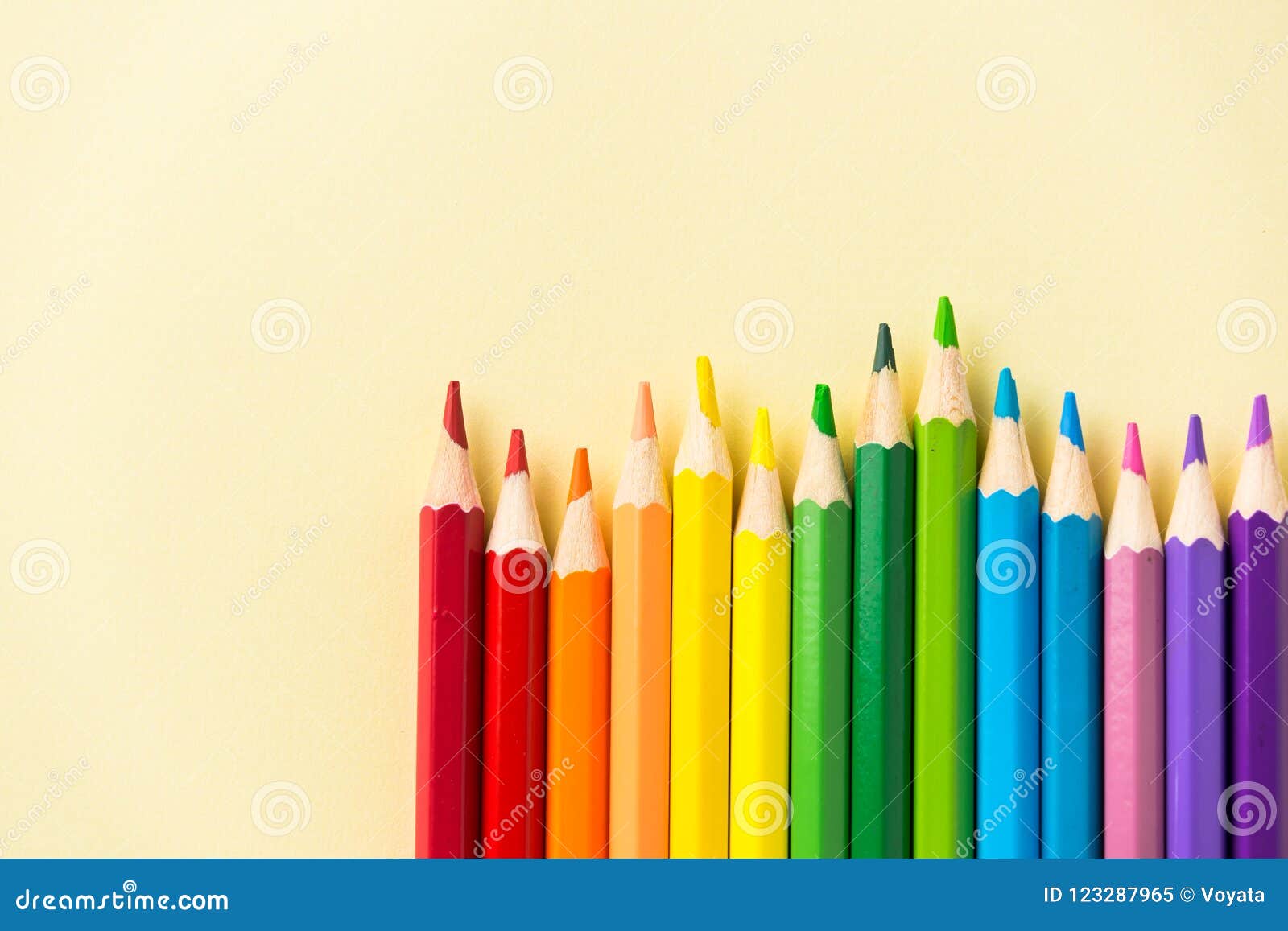 Download Top View Of Color Pencil On Yellow Paper Background For Mockup Design Stock Image - Image of ...