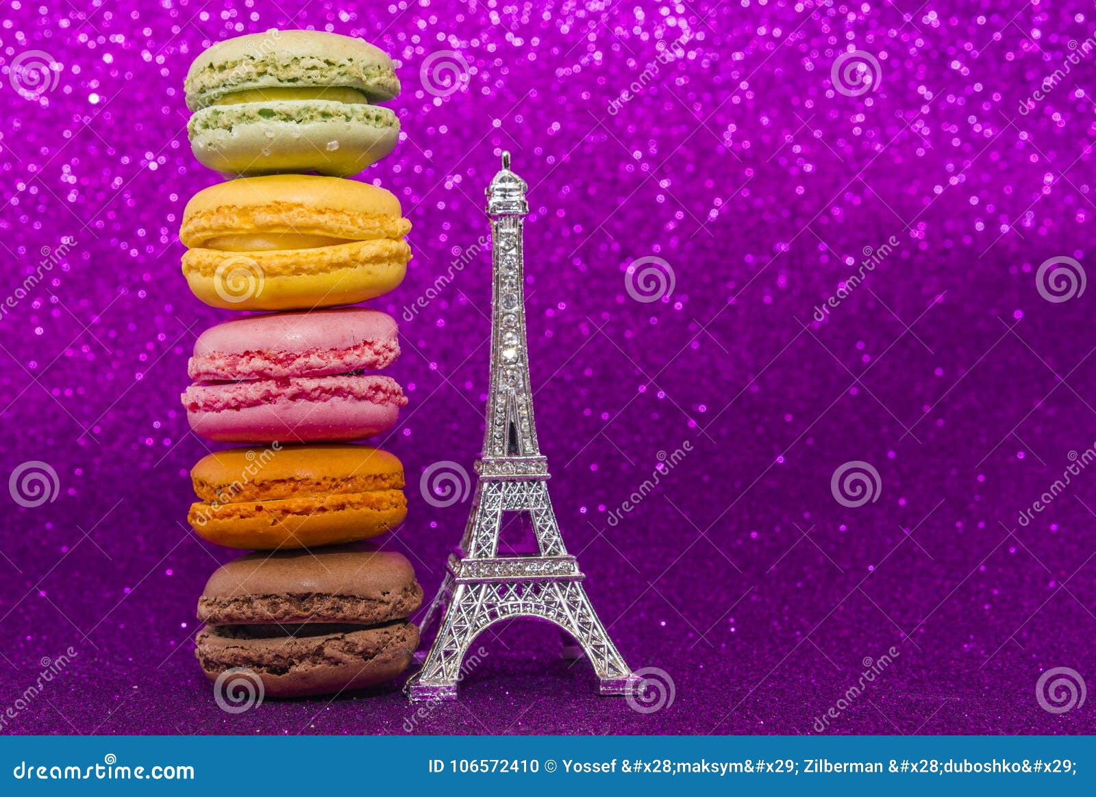 Top View of Colorful Macaron or Macaroon on Pink Background. Stock ...
