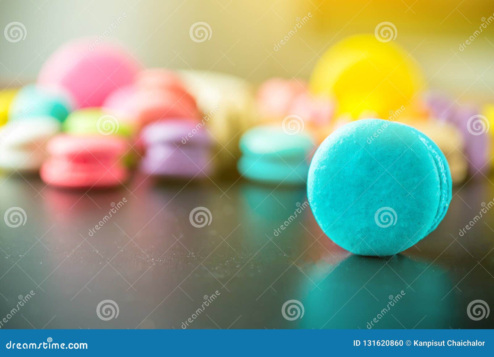 Top View Colorful Macarons Dessert with Vintage Pastel Tones. Stock ...