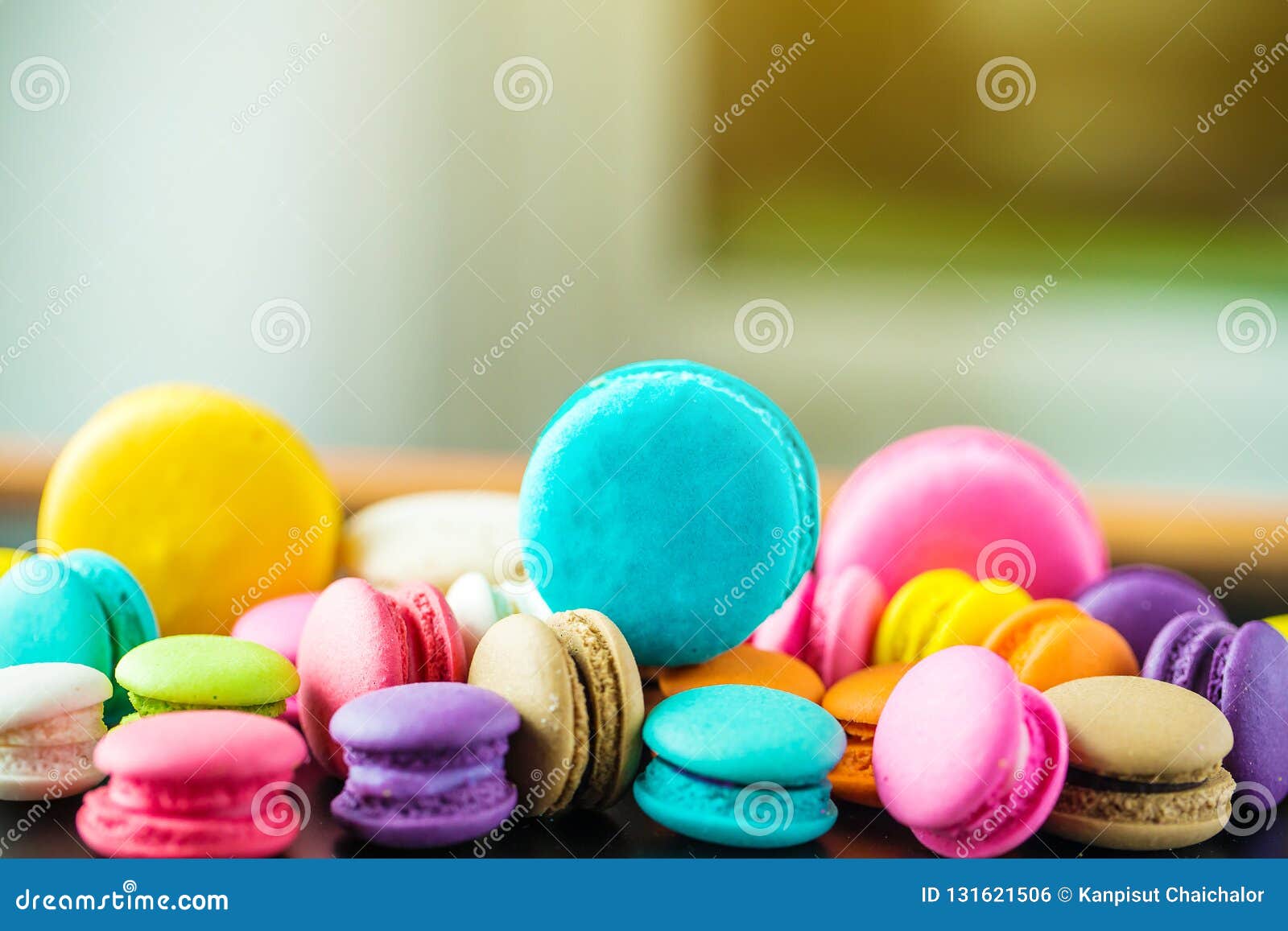 Top View Colorful Macarons Dessert with Vintage Pastel Tones. Stock ...