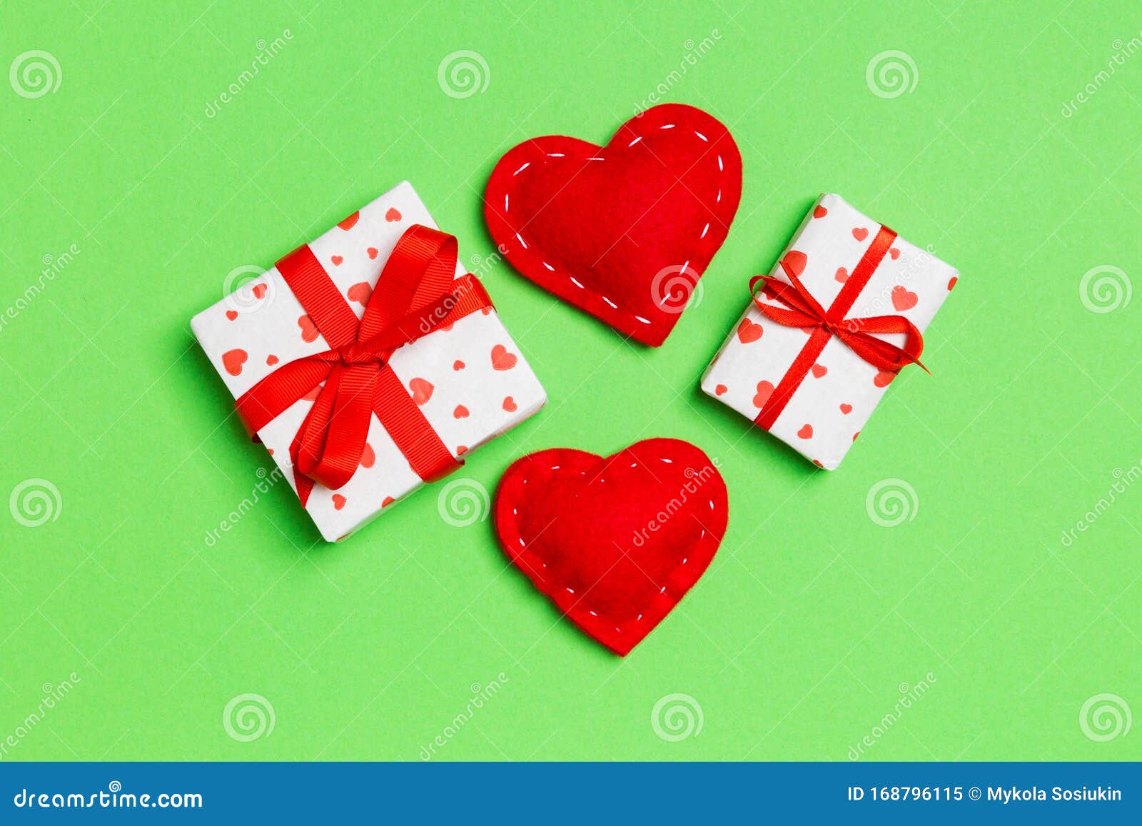 Top View of Colorful Valentine Background Made of Gift Boxes and Red ...