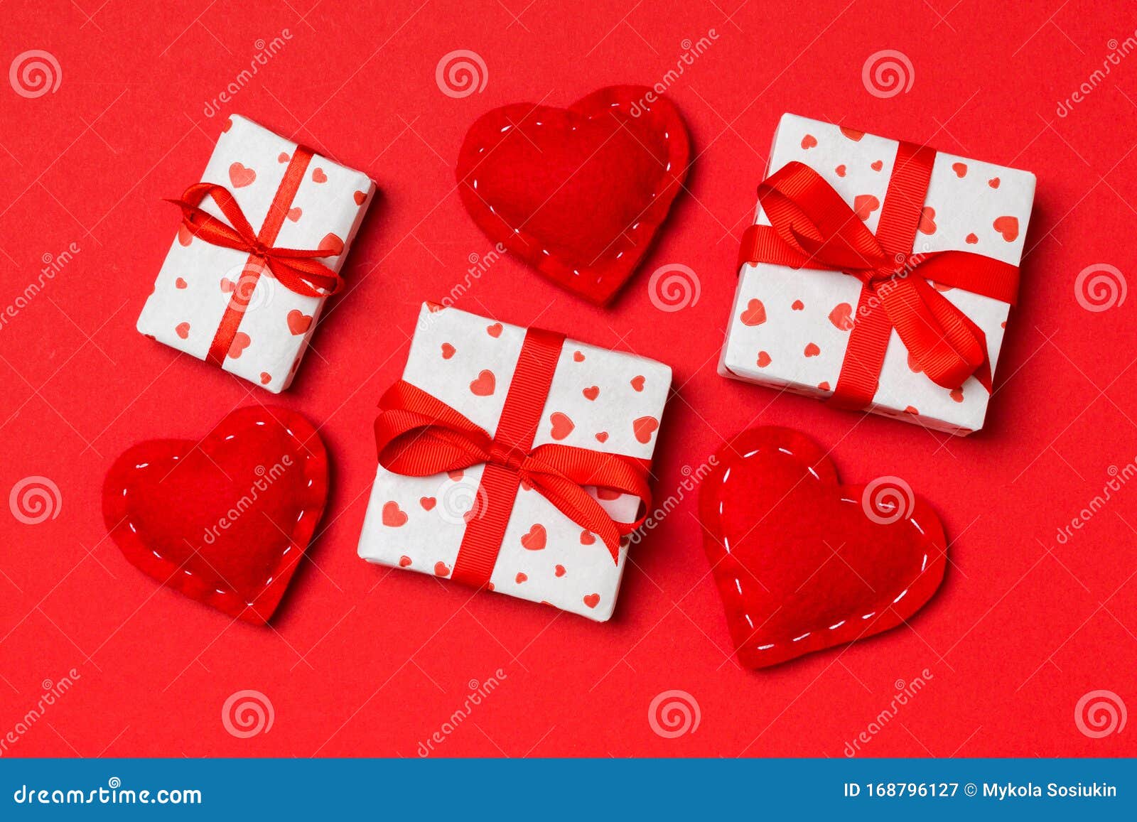 Top View of Colorful Valentine Background Made of Gift Boxes and Red ...