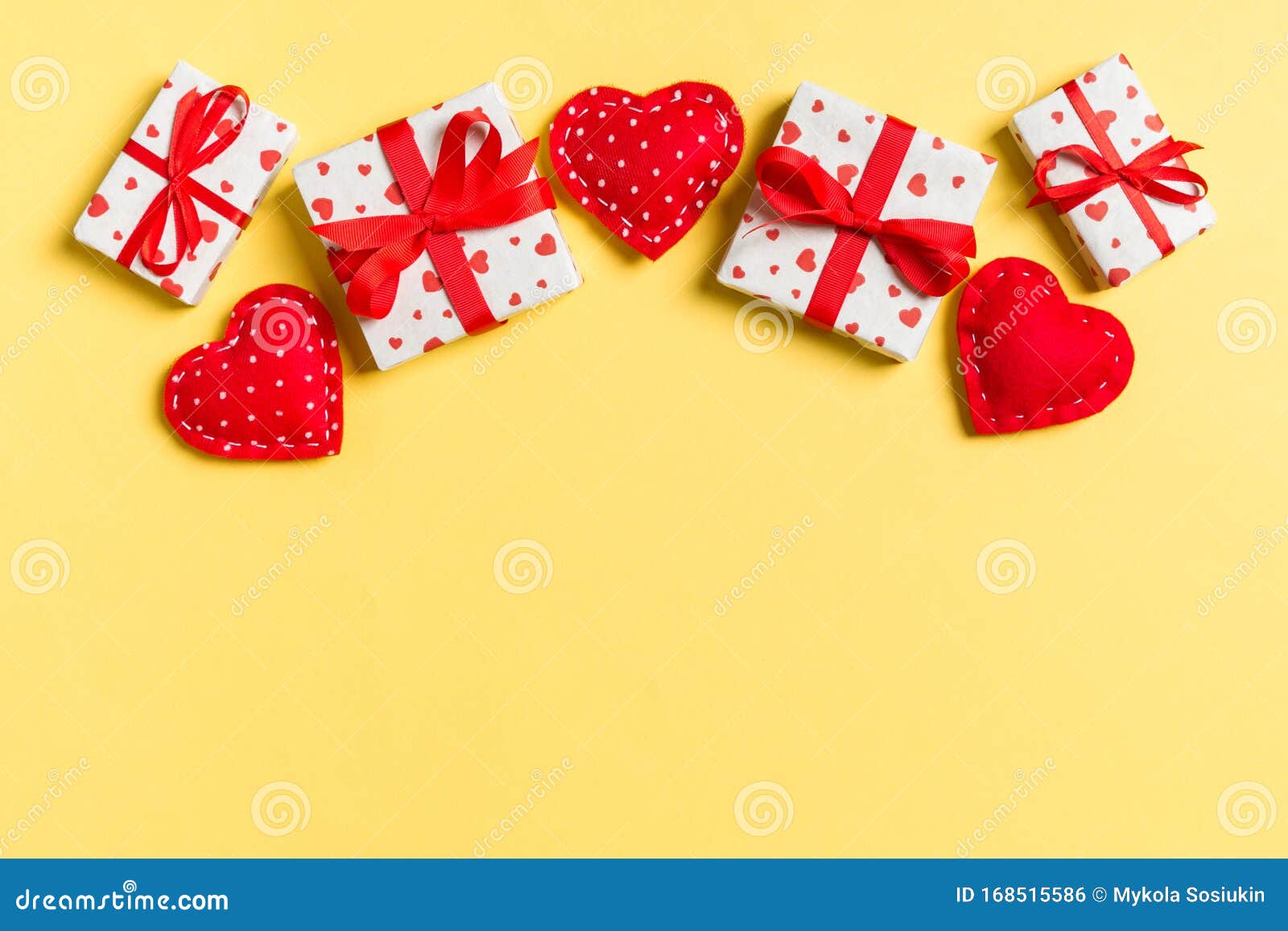 Top View Colorful Valentine Background Made of Gift Boxes and Red ...