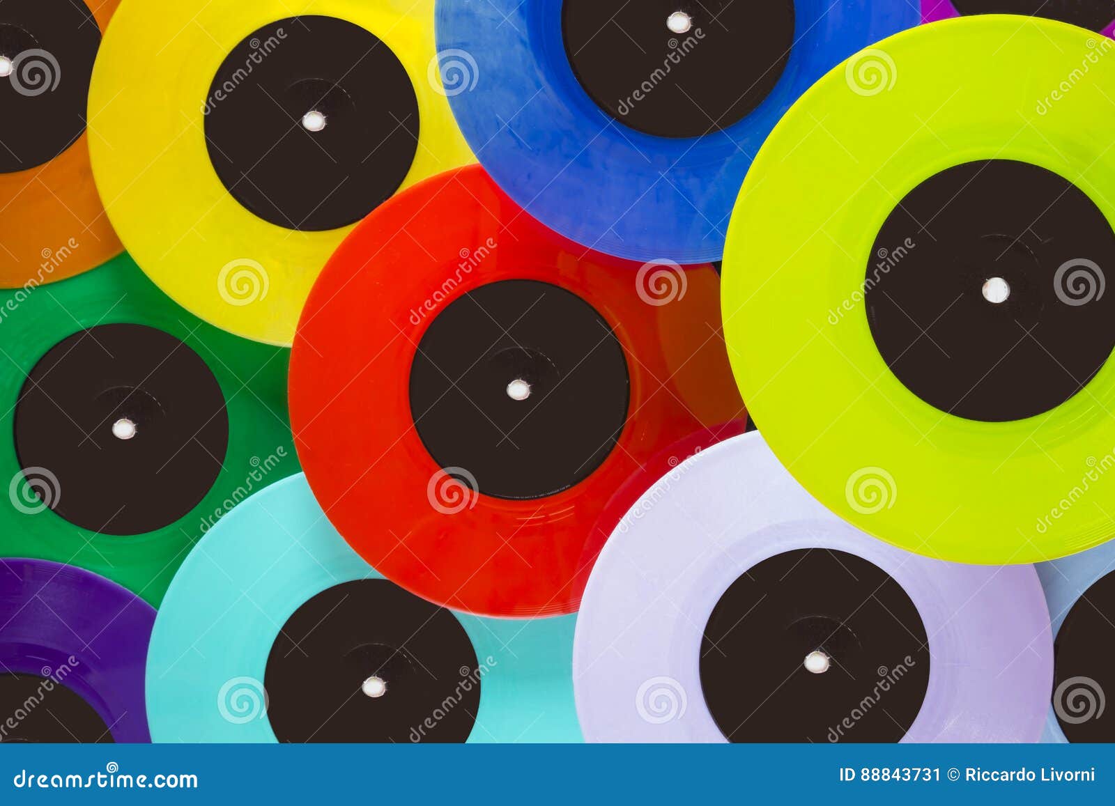 top view of colorful vinyl records