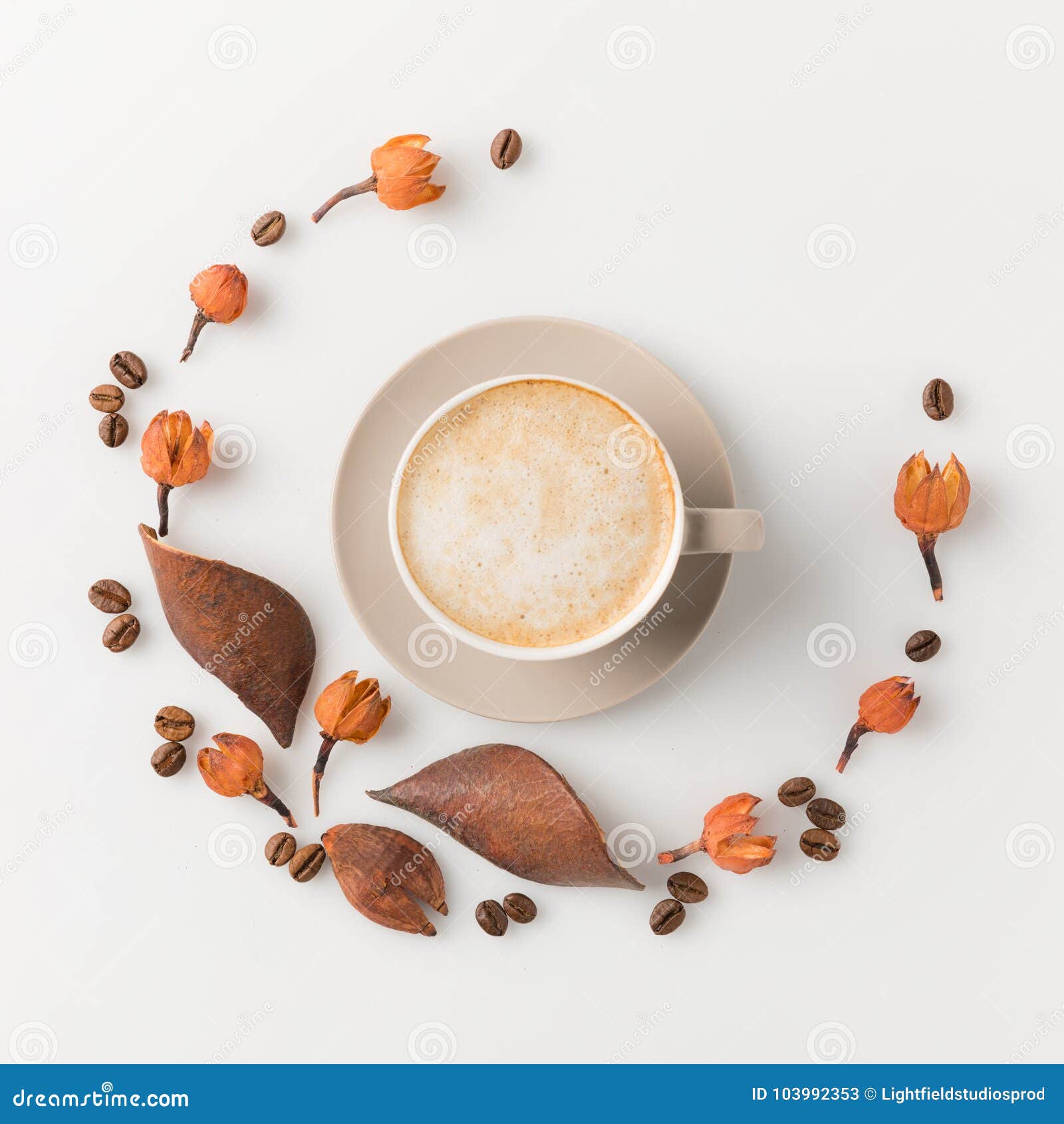Coffee cup with flowers stock image. Image of gourmet 103992353