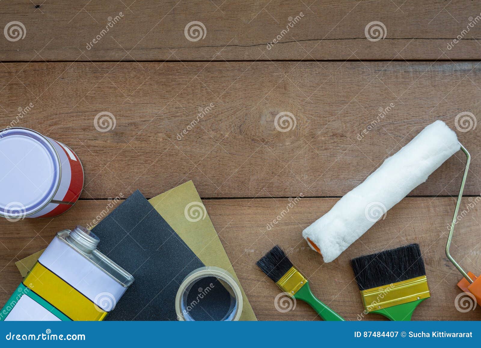 Top View of Construction Painting Tools Stock Image Image of
