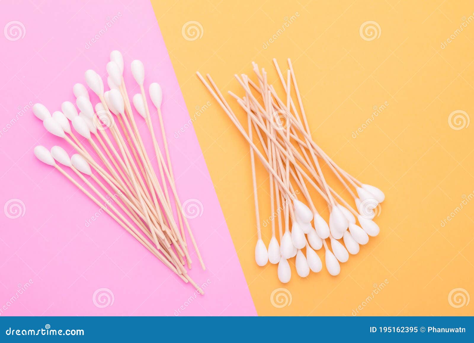 Top View Cotton Bud for Cleaning the Ears on Yellow Stock Image Image