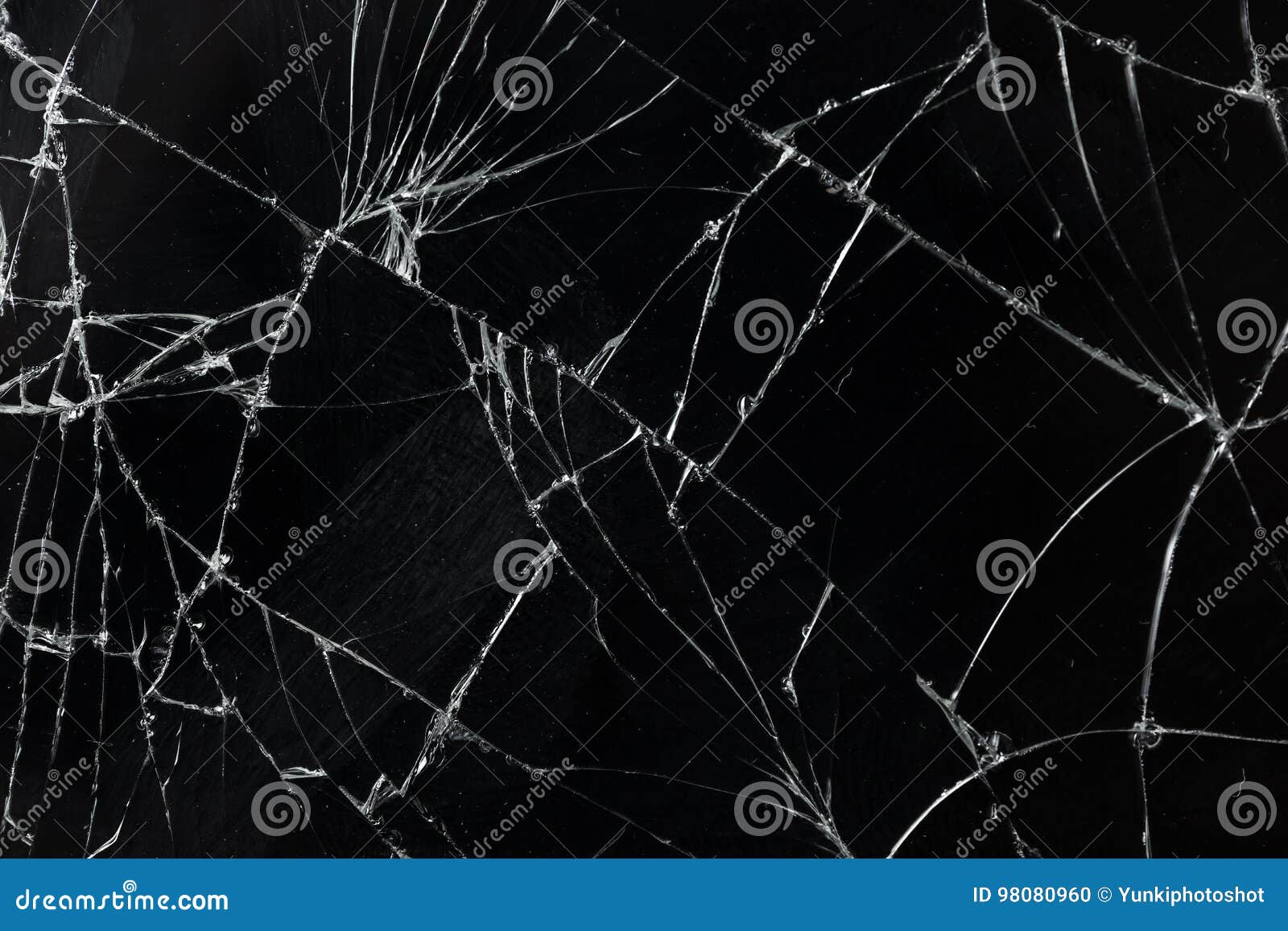top view cracked broken mobile screen glass texture background.
