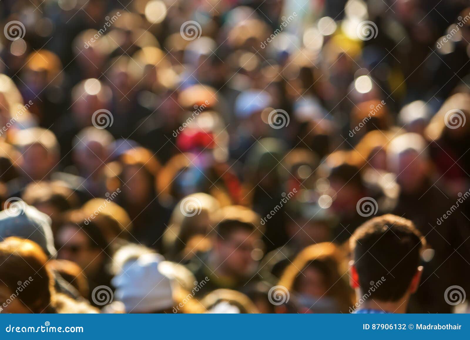 top view of a crowd of people out of focus