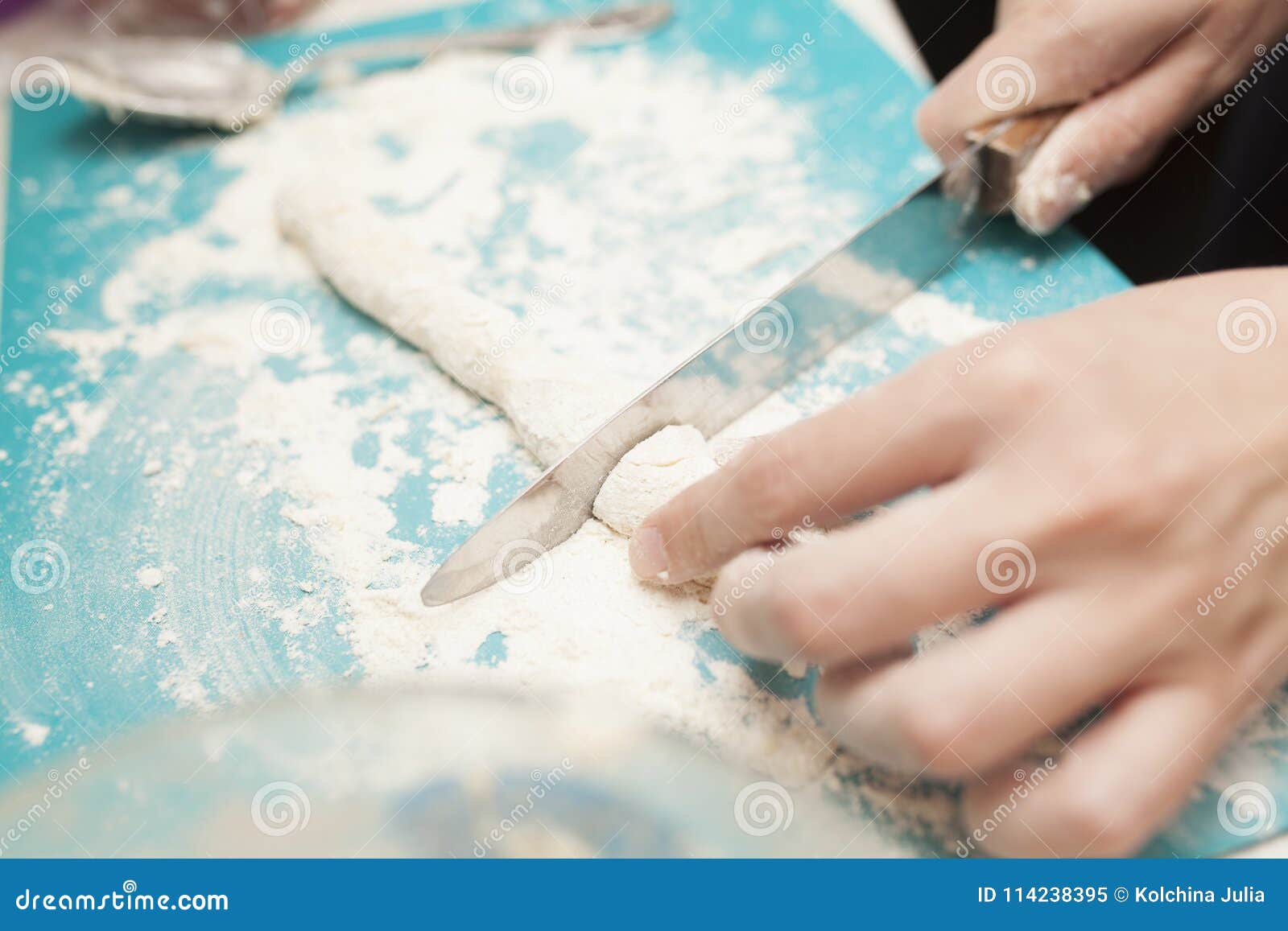 Top View of Cutting Dough for Dessert with Their Hands Stock Image ...