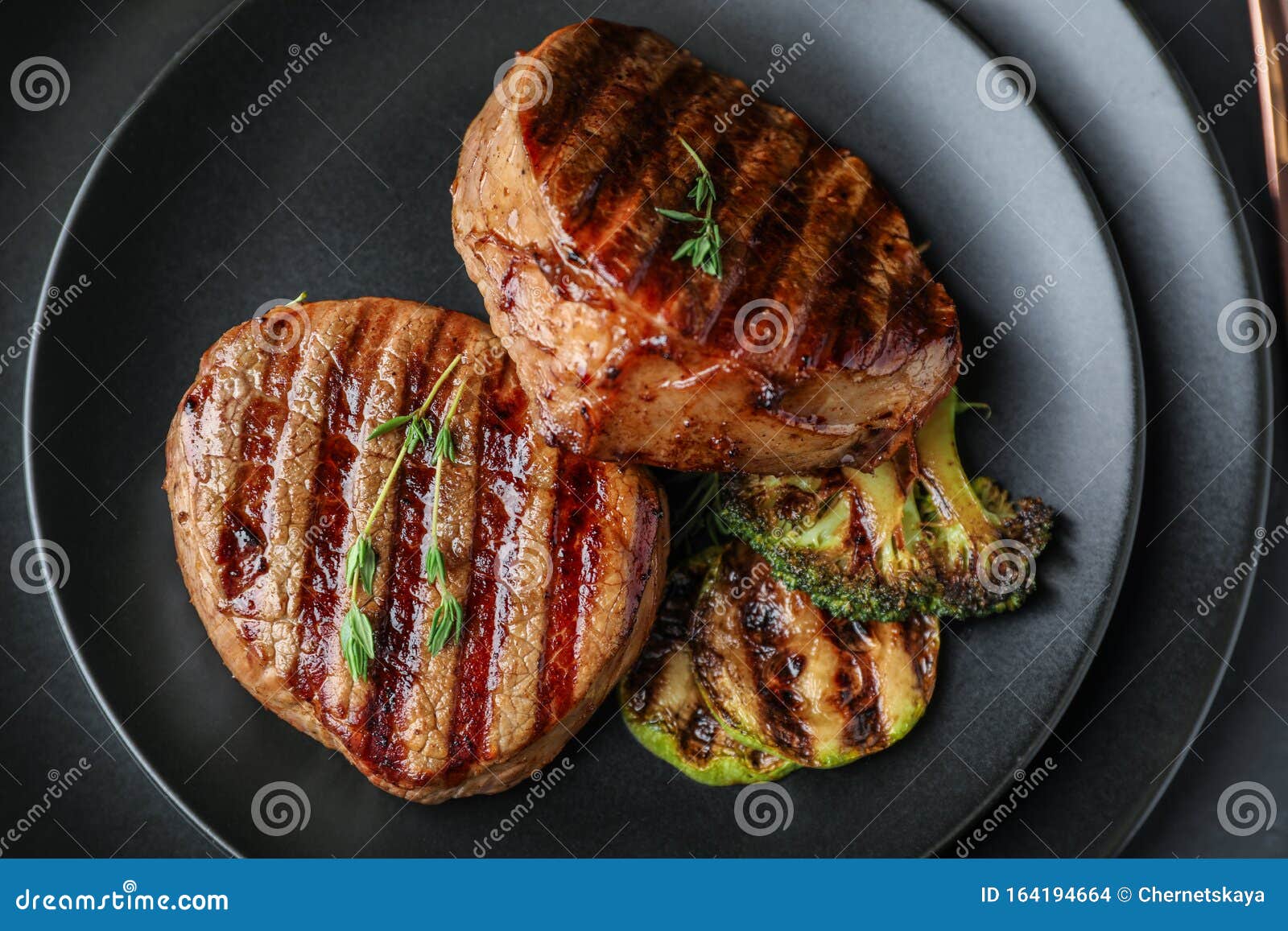 Top View of Grilled Beef Medallions Stock Photo Image of lunch