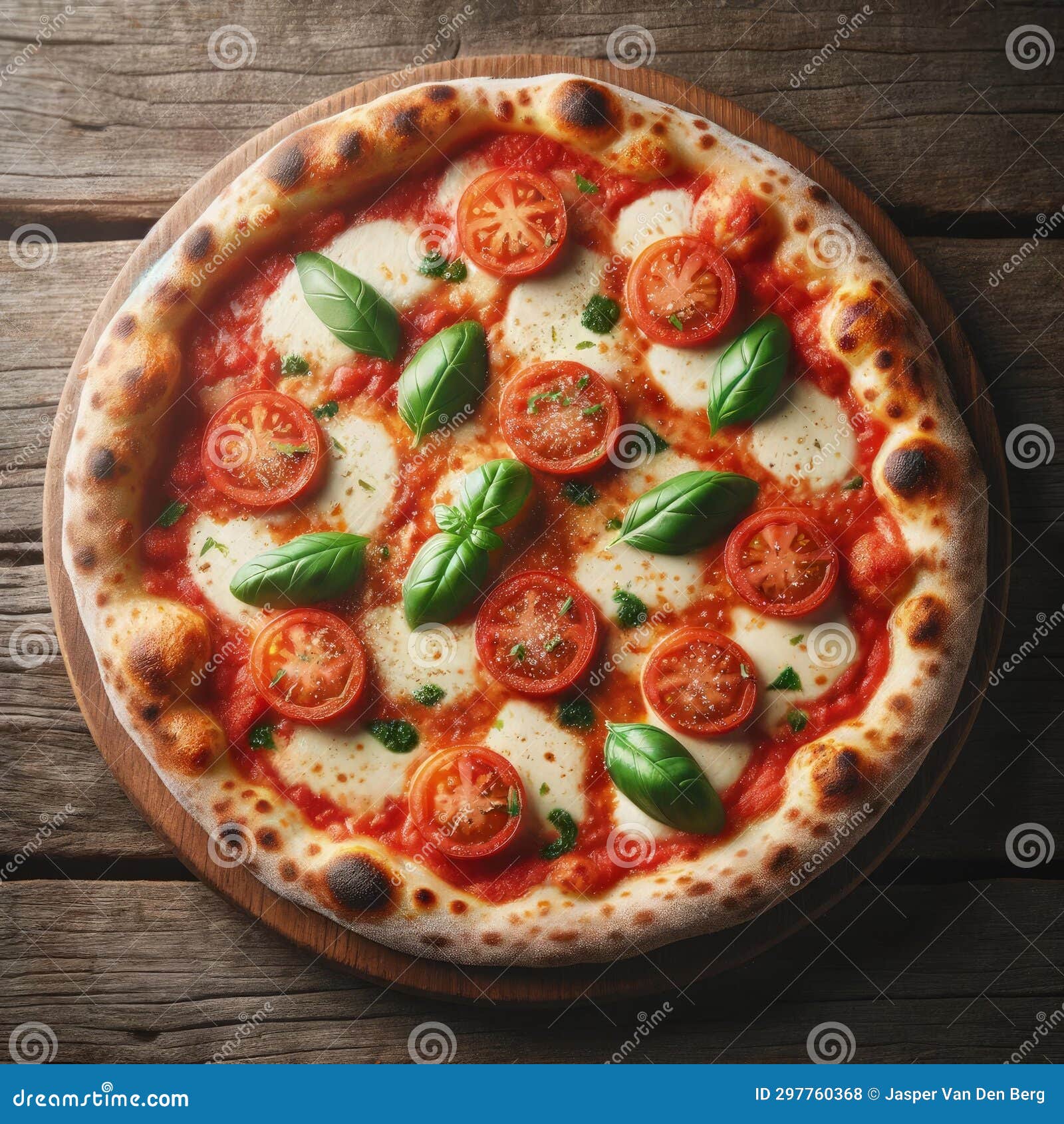 Fresh Margherita Pizza on Wooden Table, AI Generated Stock Illustration ...