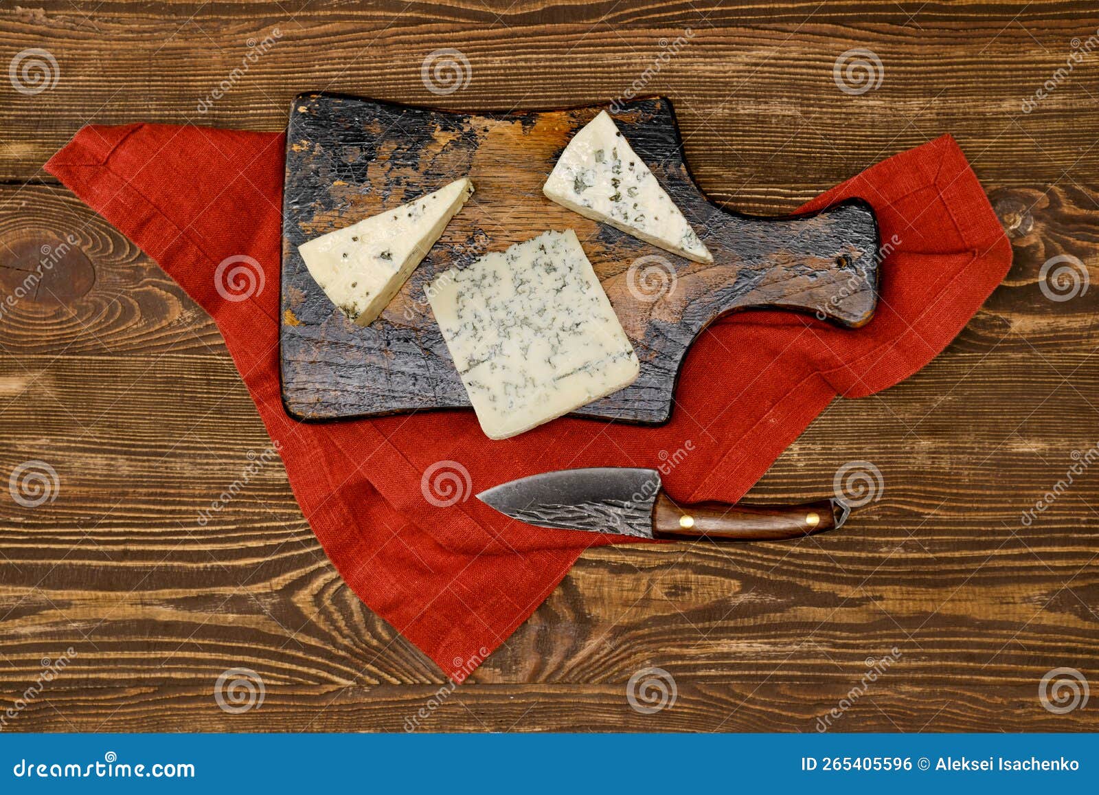Overhead View of Different Types of Blue Cheese with Mold Stock Photo