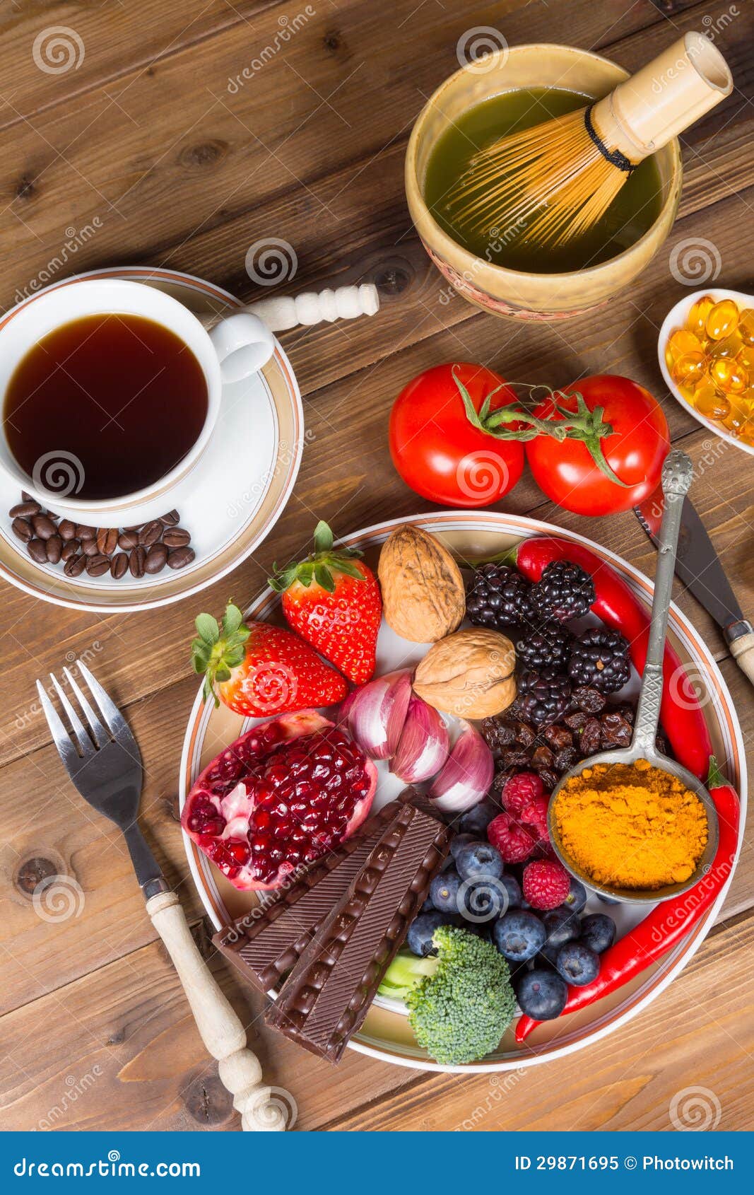 Antioxidants for dinner stock image. Image of coffee 29871695