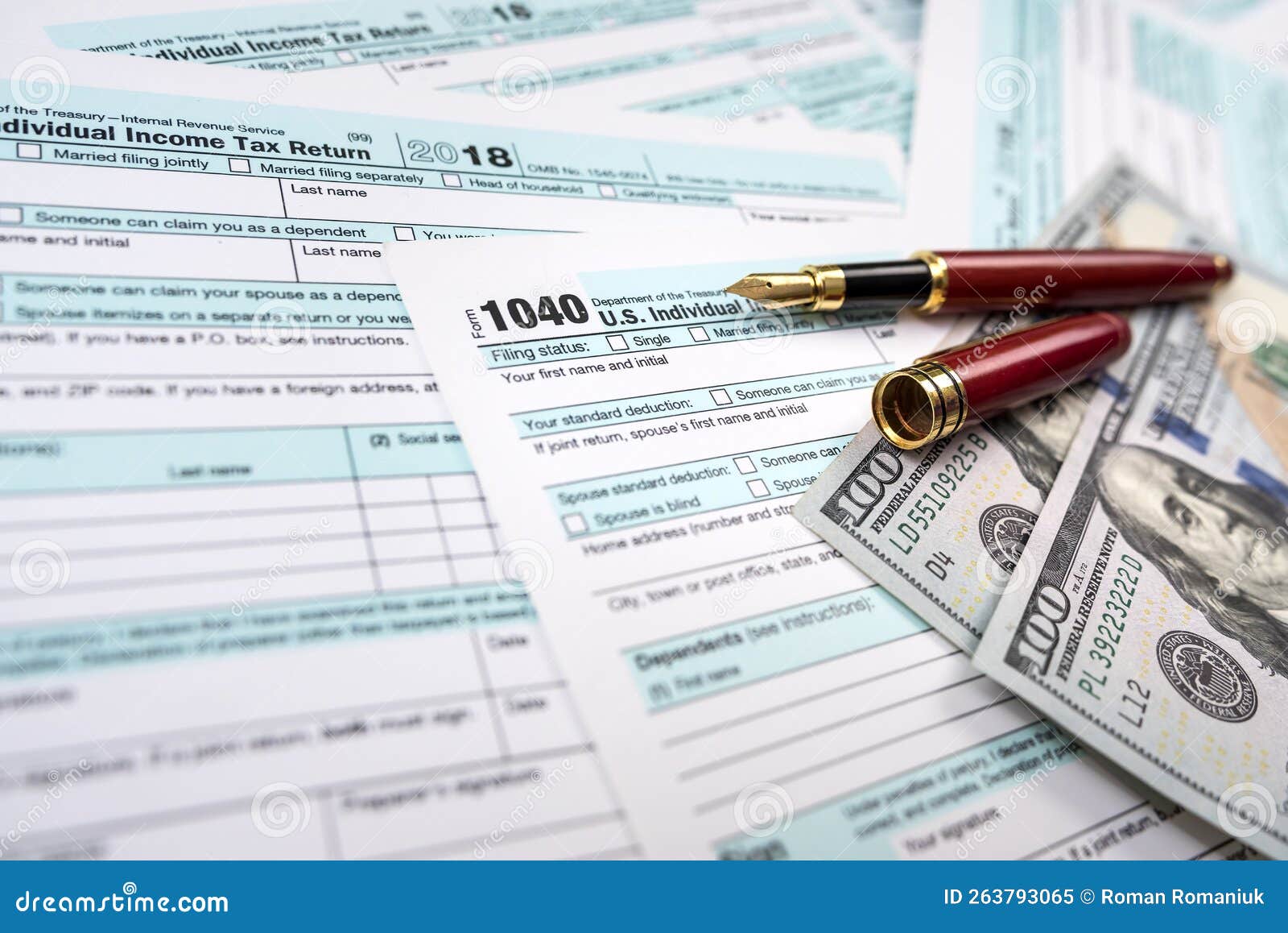 Top View of Documents with Important Date April Filing Declaration
