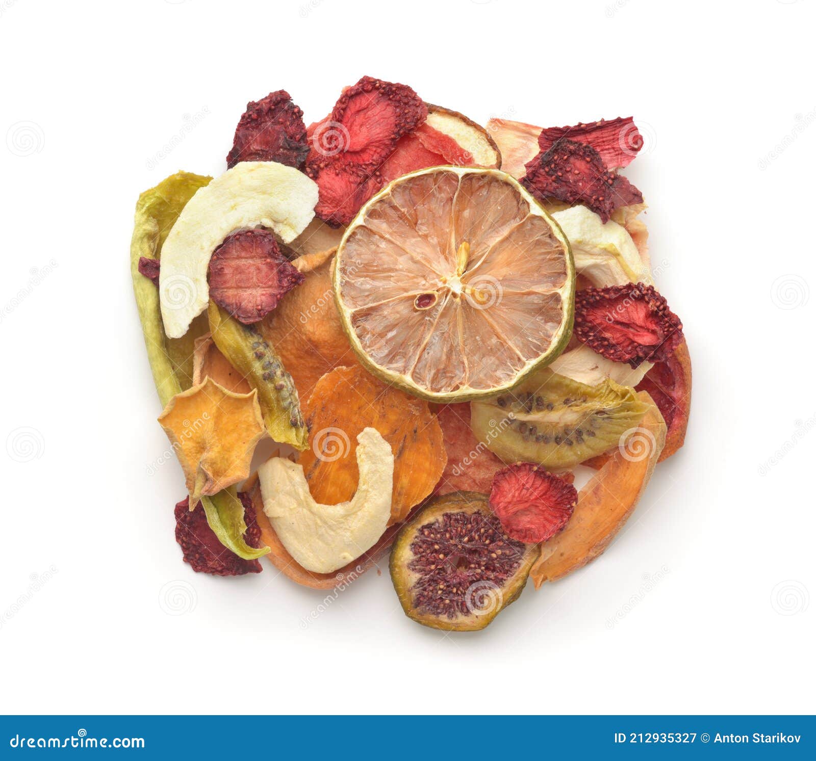 Top View of Dried Sliced Assorted Fruit and Berries Stock Image Image