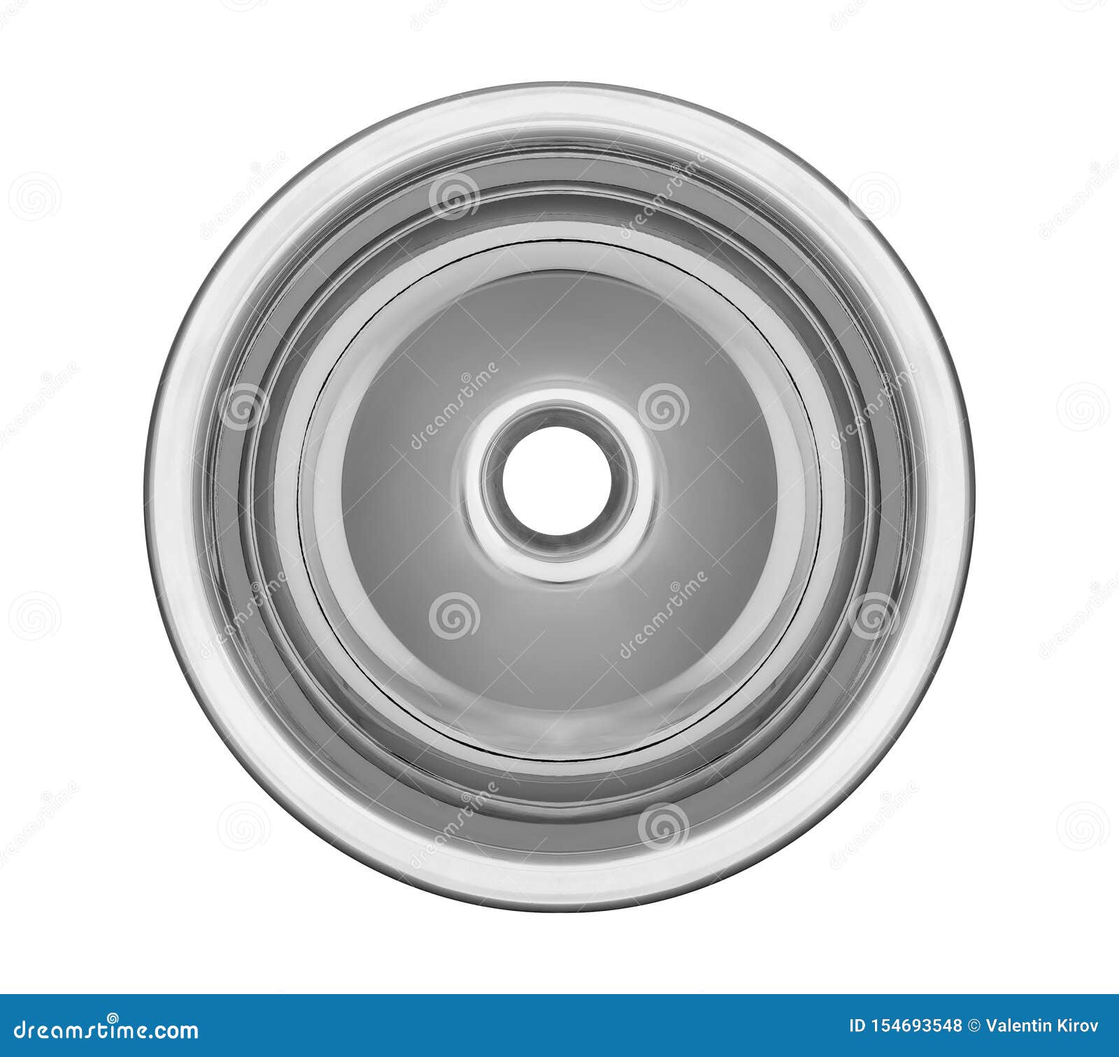 Top View of the Empty Circular Sink Kitchenware Isolated on White with ...