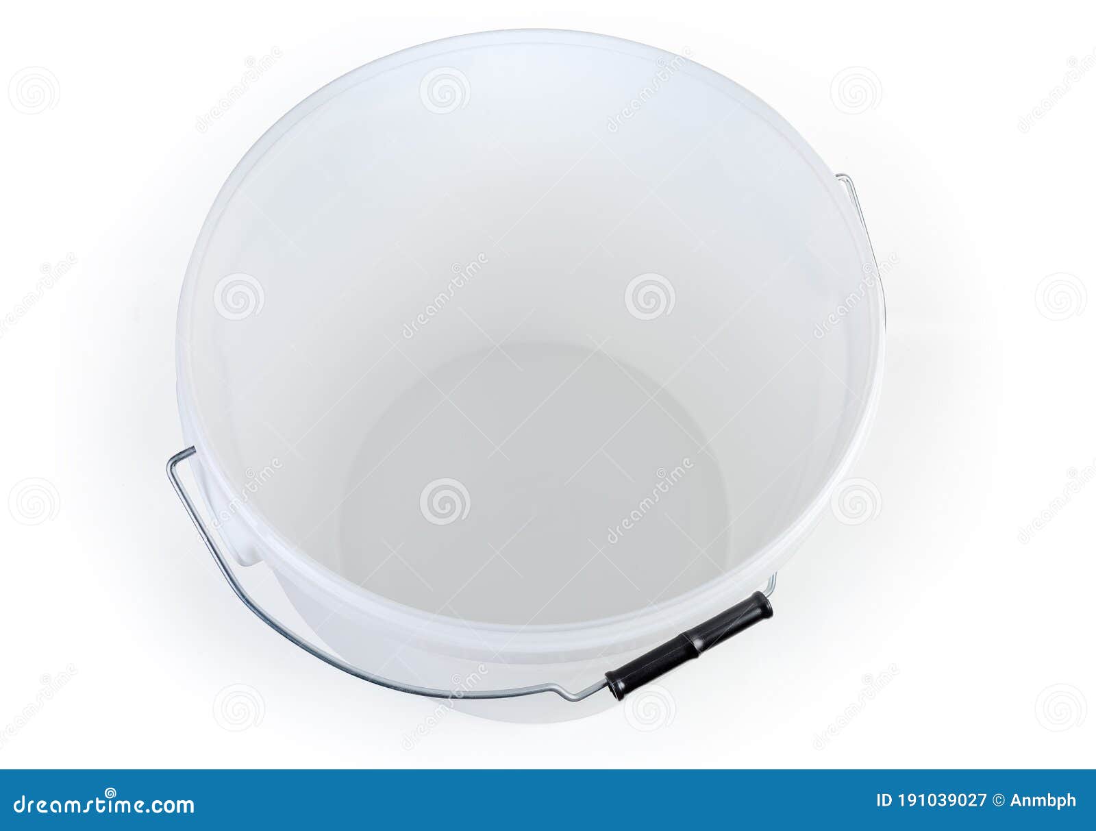 Top View of Empty White Plastic Bucket on White Background Stock Image Image of pail, white
