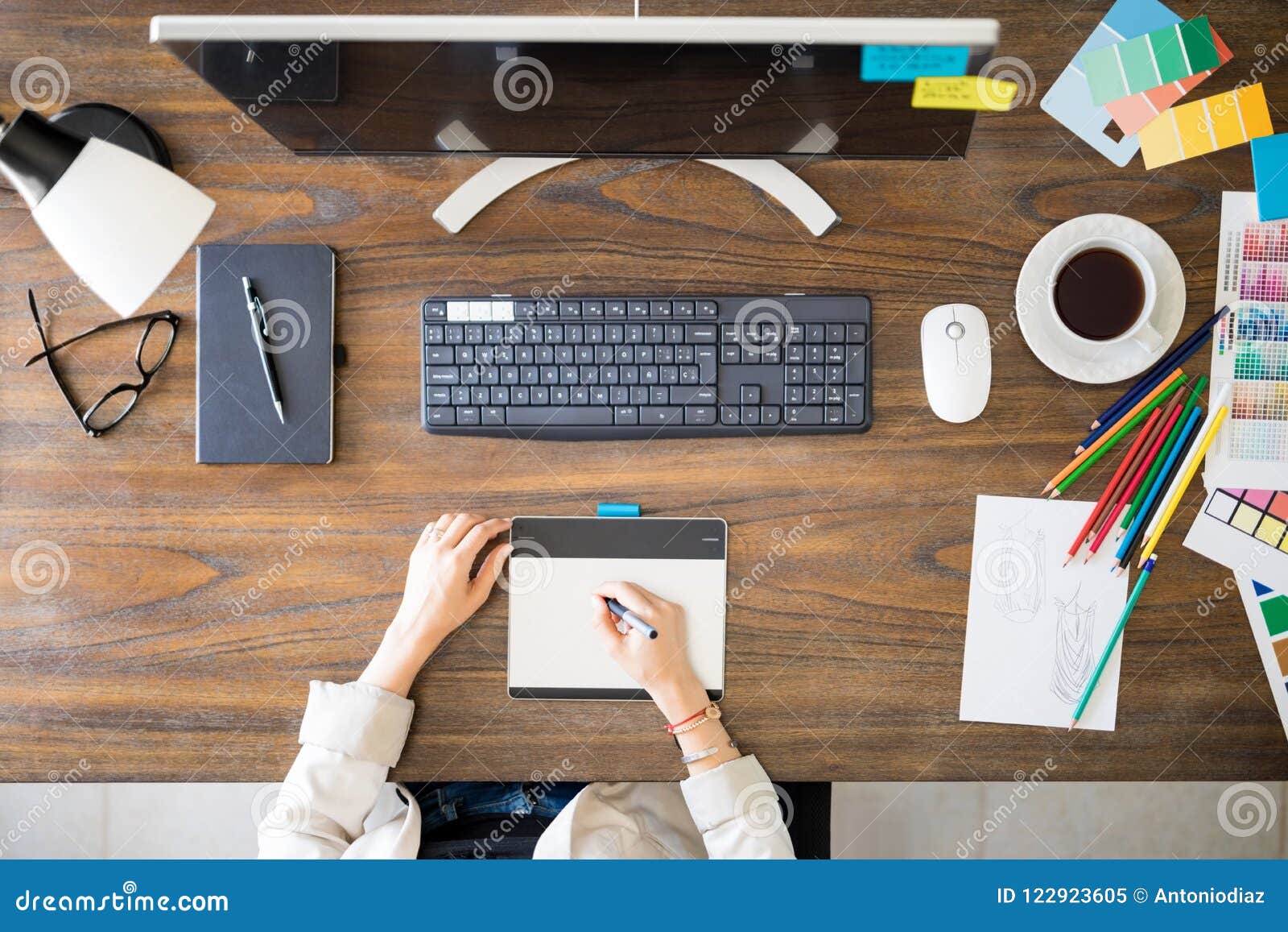 Graphic Designers Desk Stock Image Image Of Computer 122923605