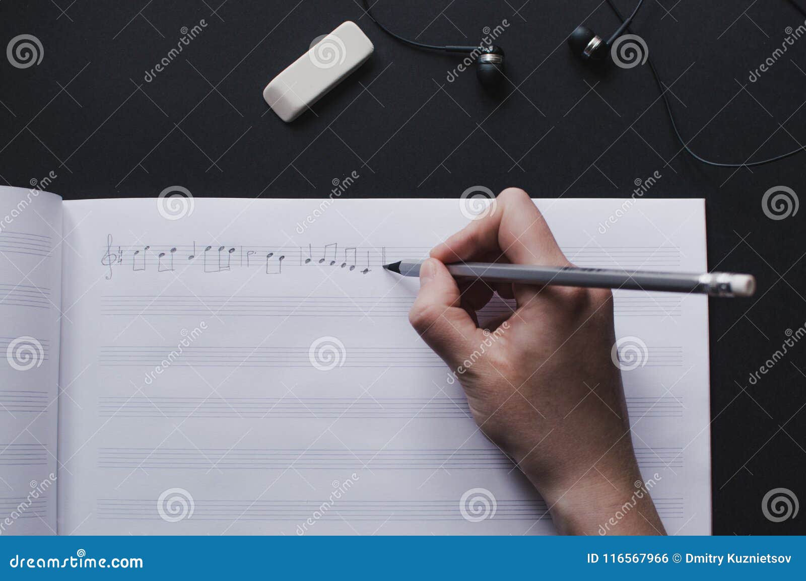 Music Notes Writing Composer Creating Musician Art Stock Photo Image of handwritten, music