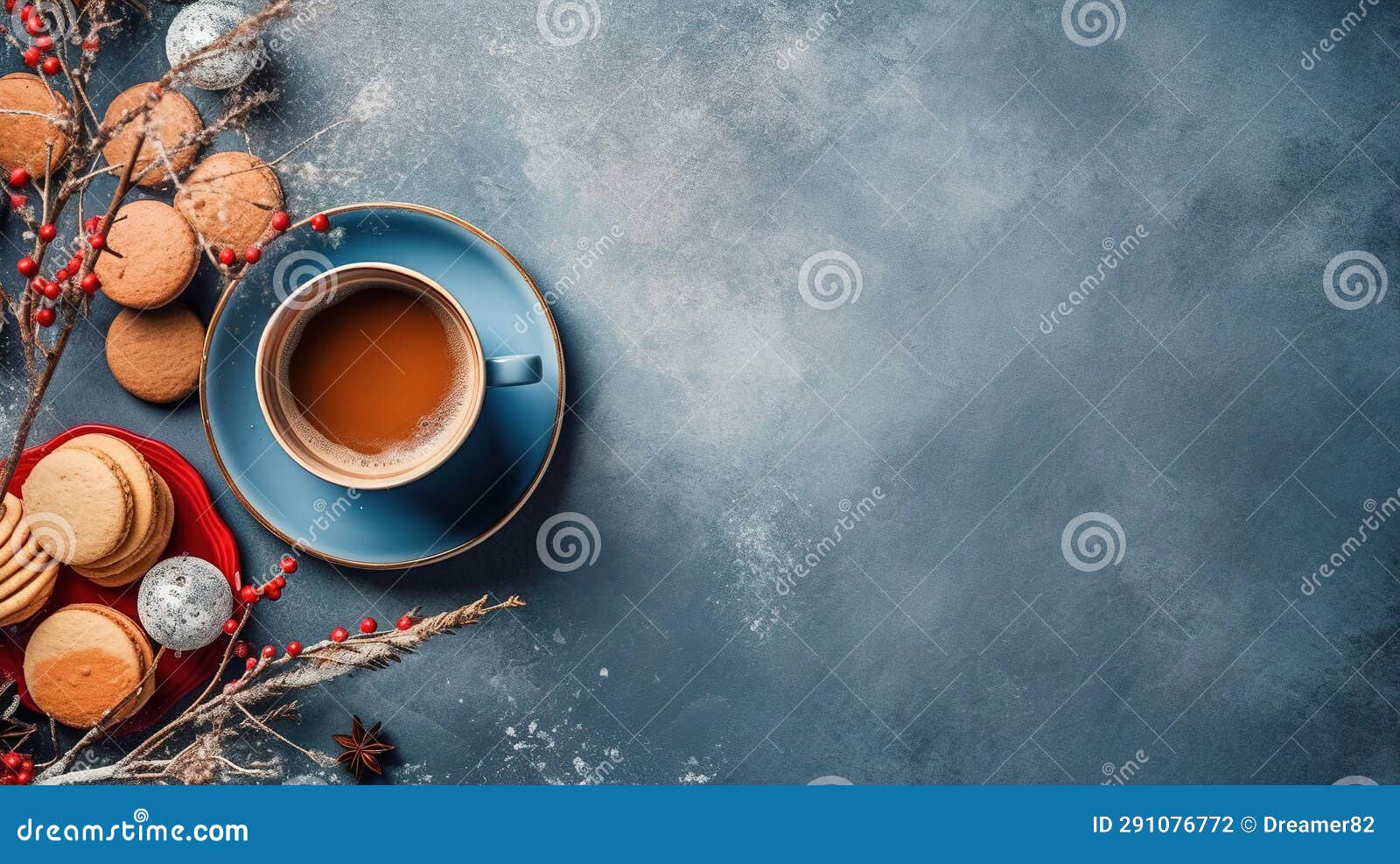 top view of the chrismass table. postcard. ai generative