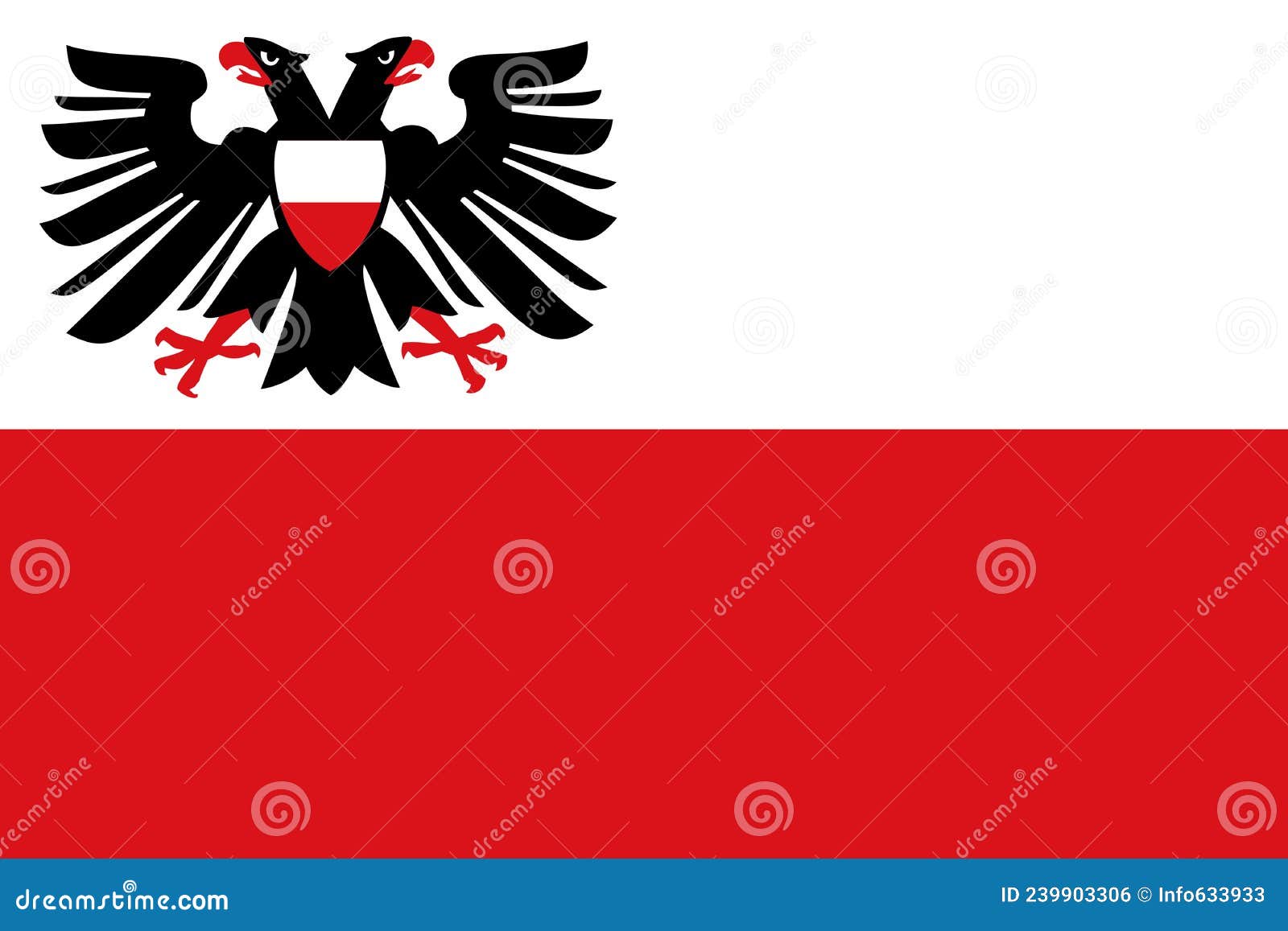 top view of flag of hansestadt lubeck. no flagpole. plane , layout. flag background