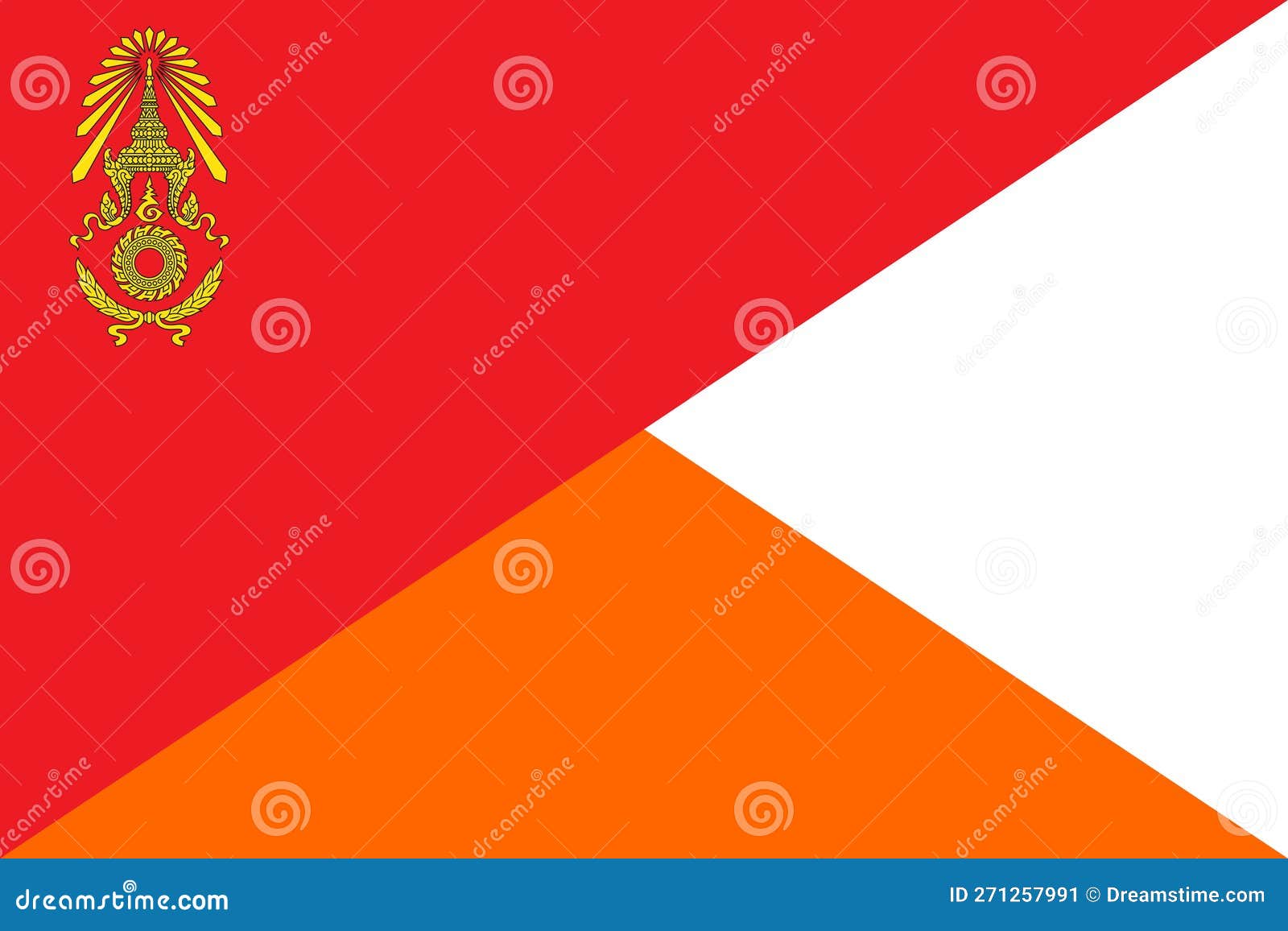 top view of flag identification thai army battalion ordnance thailand. thai patriot and travel concept. no flagpole. plane 