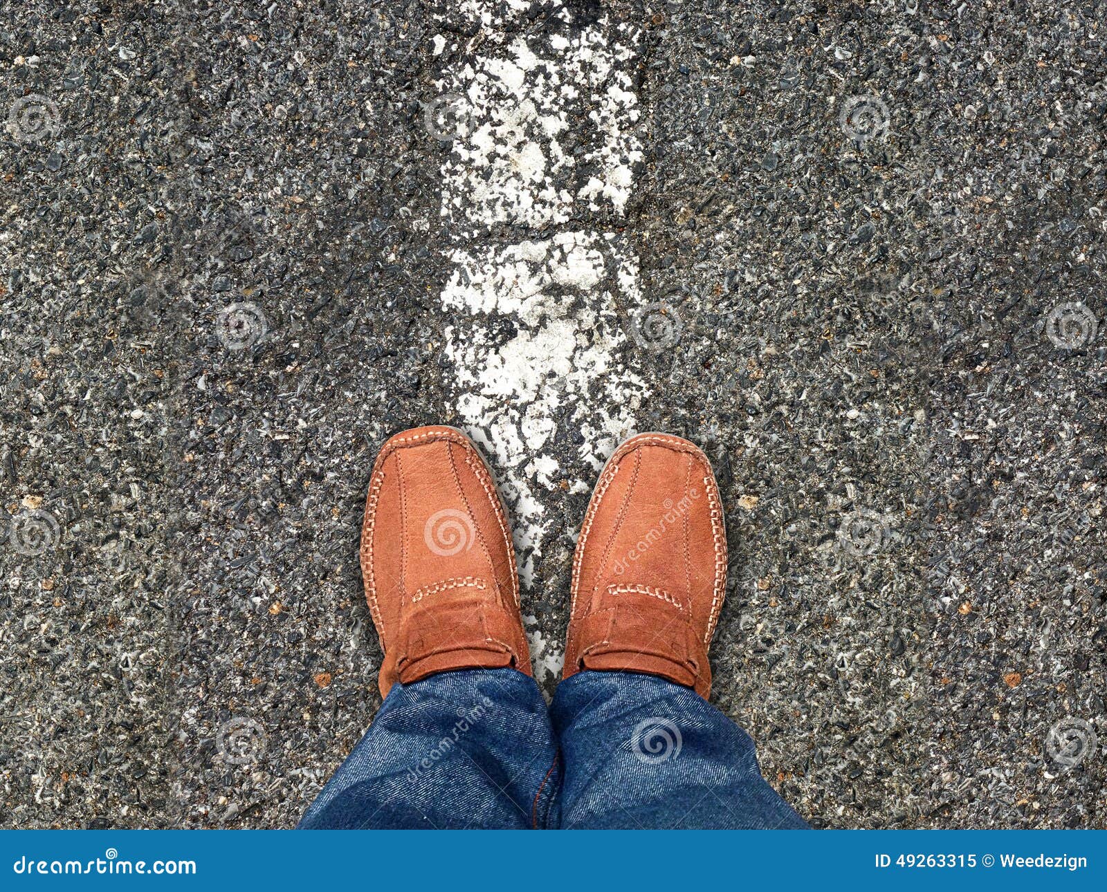 Top View,Foot Stand on Road ,Leave Space for Your Content Stock Image ...