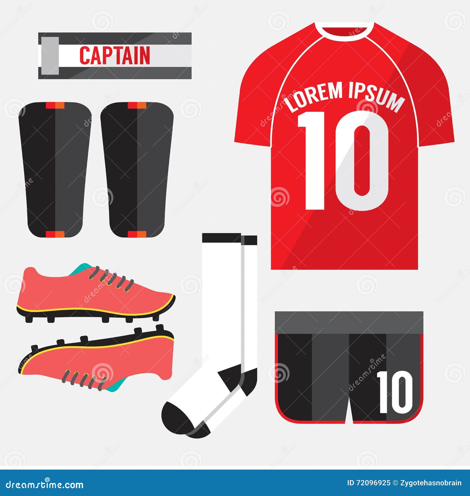 Top View Football Player Gears. Stock Vector Illustration of