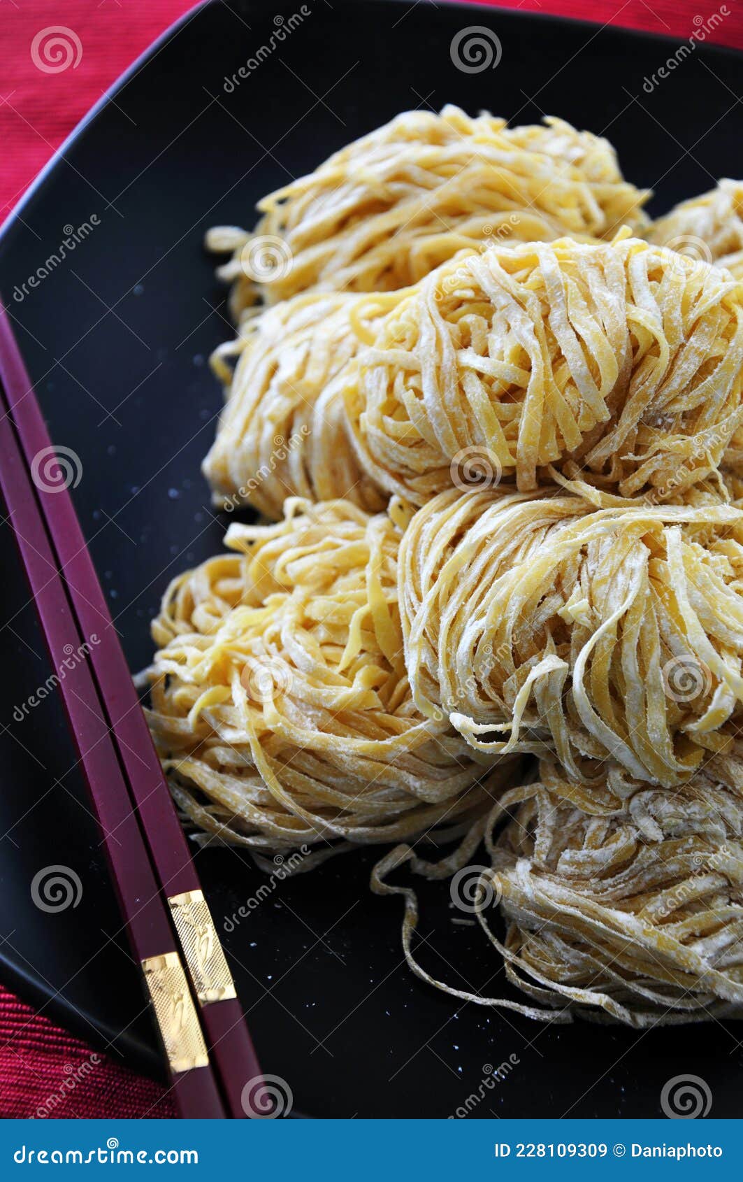 Top View of Fresh Egg Noodles on Black Plate Stock Image Image of local, meal 228109309