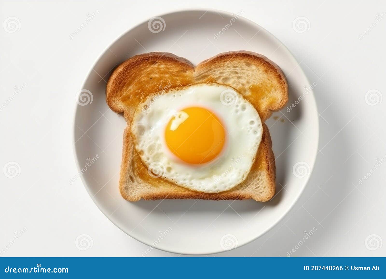 fried egg and yolk isolated on transparent layer background, top