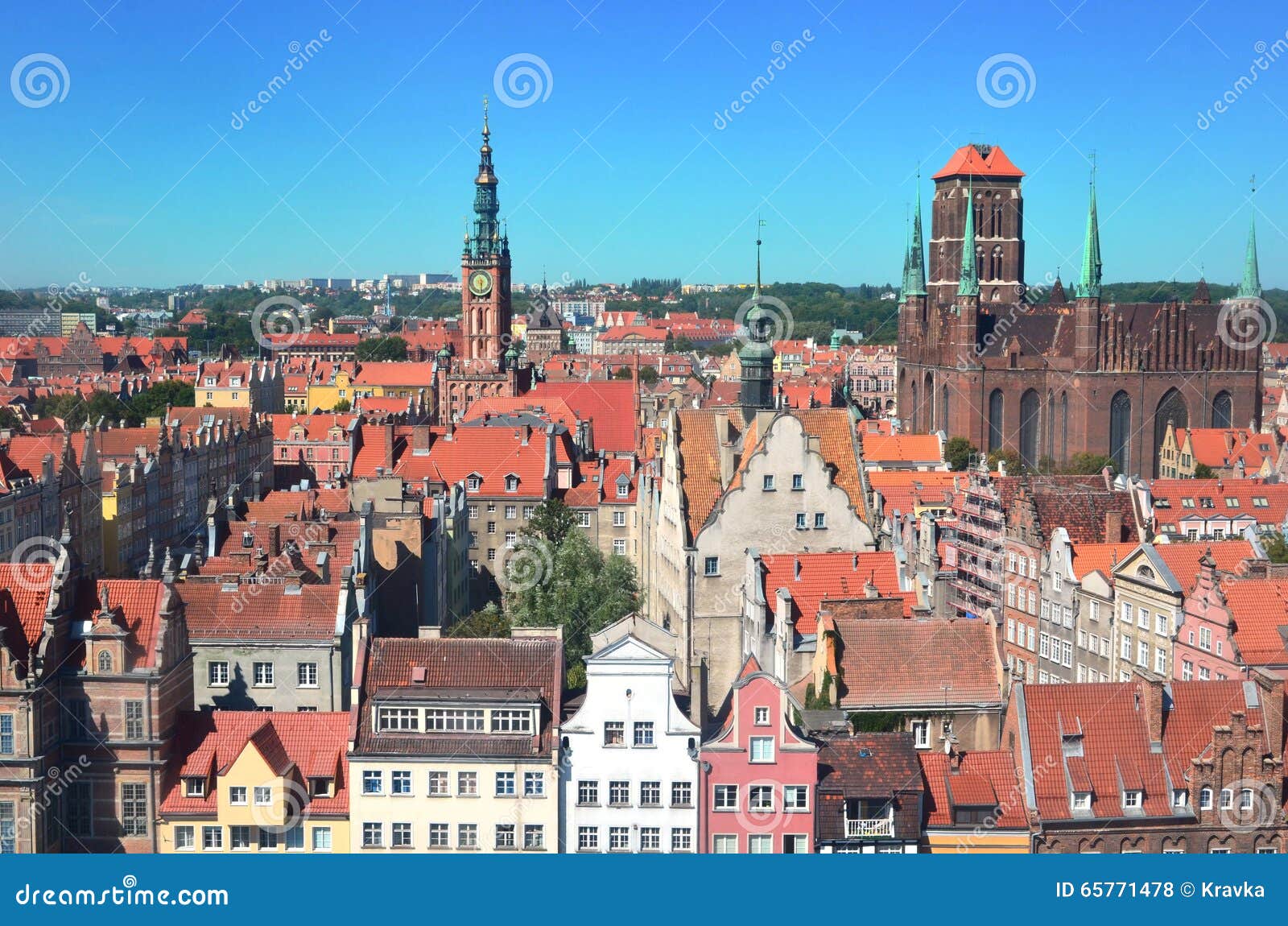 top view on gdansk (danzig) old town in poland