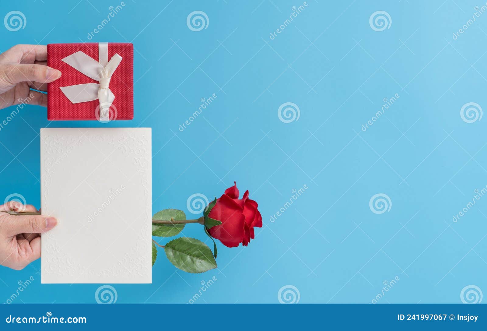 Top View of Giving a Gift Card for Valentine Day Stock Image Image of