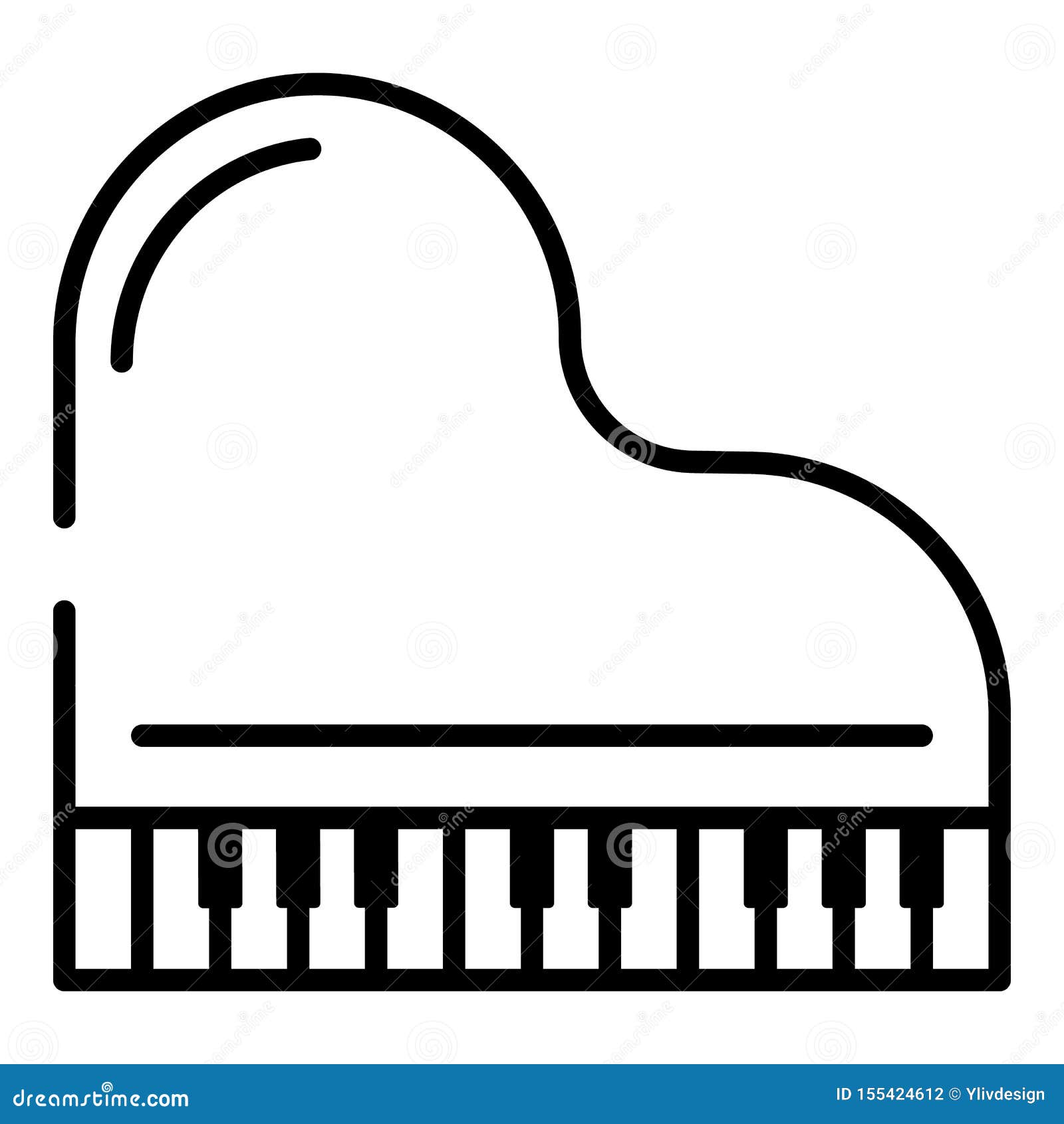 Top View Grand Piano Icon, Outline Style Stock Vector - Illustration of