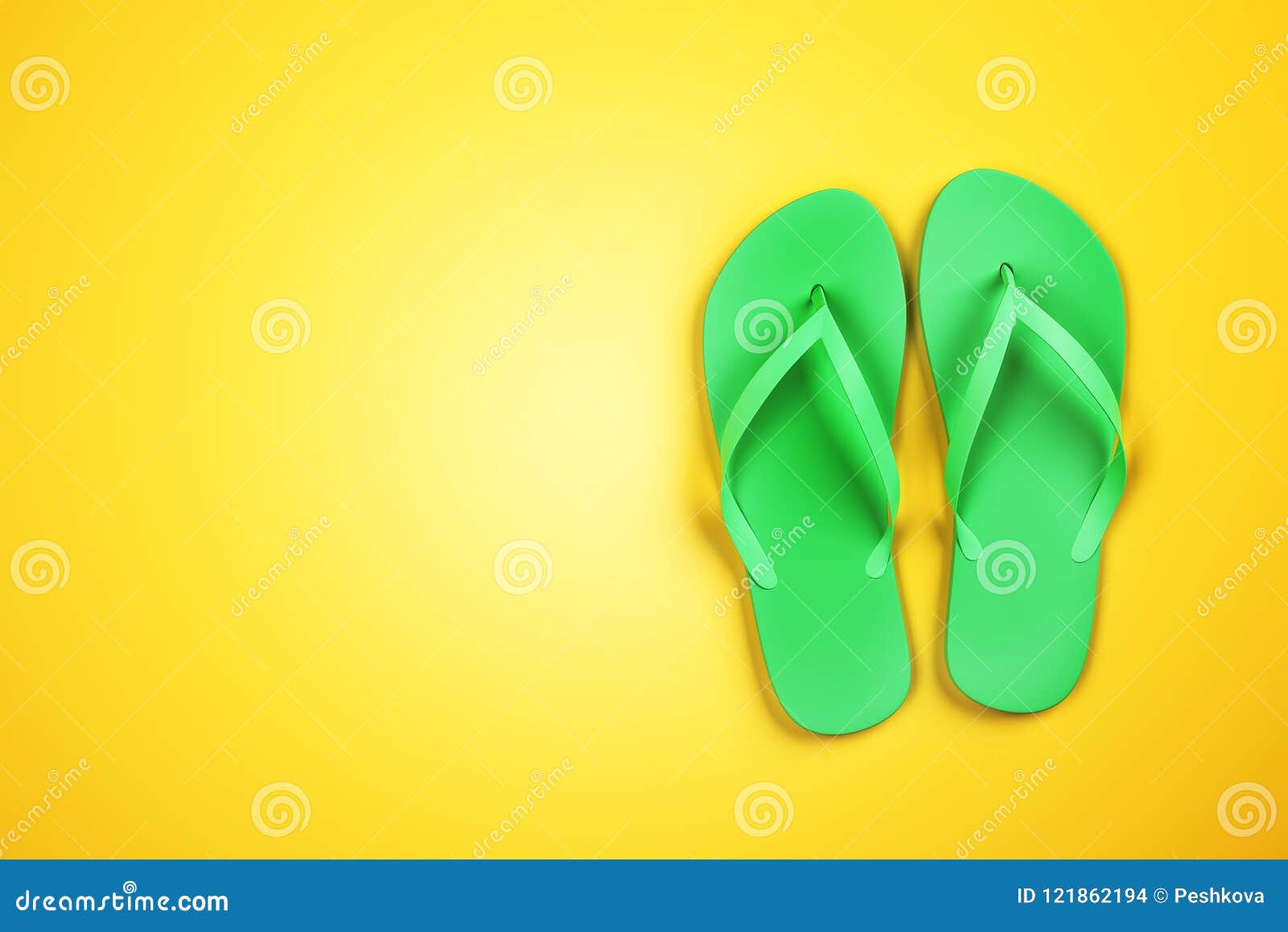 Green Slippers on Yellow Background Stock Illustration - Illustration ...