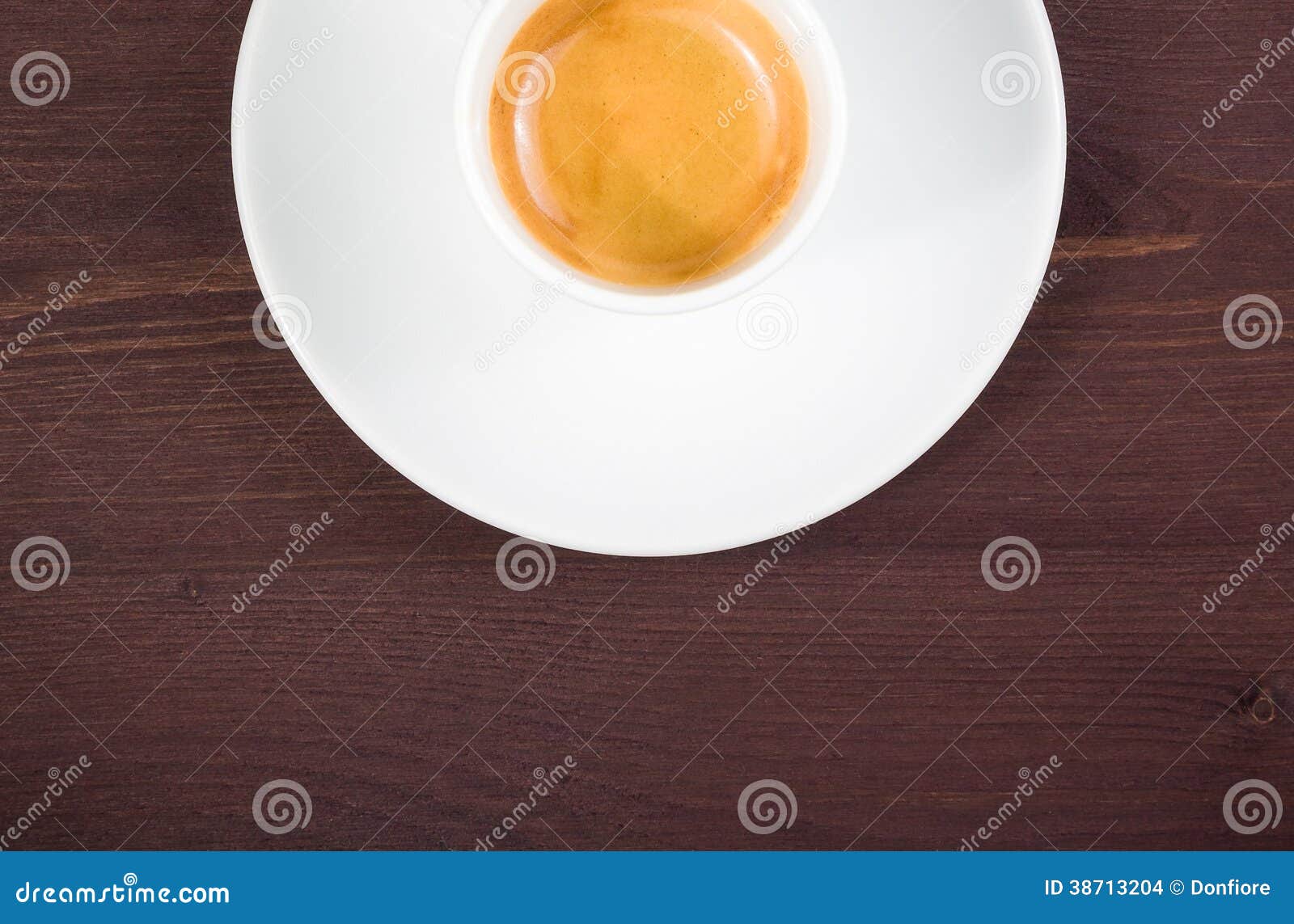Top of View of Half Cup of Italian Espresso Coffee Stock Photo Image