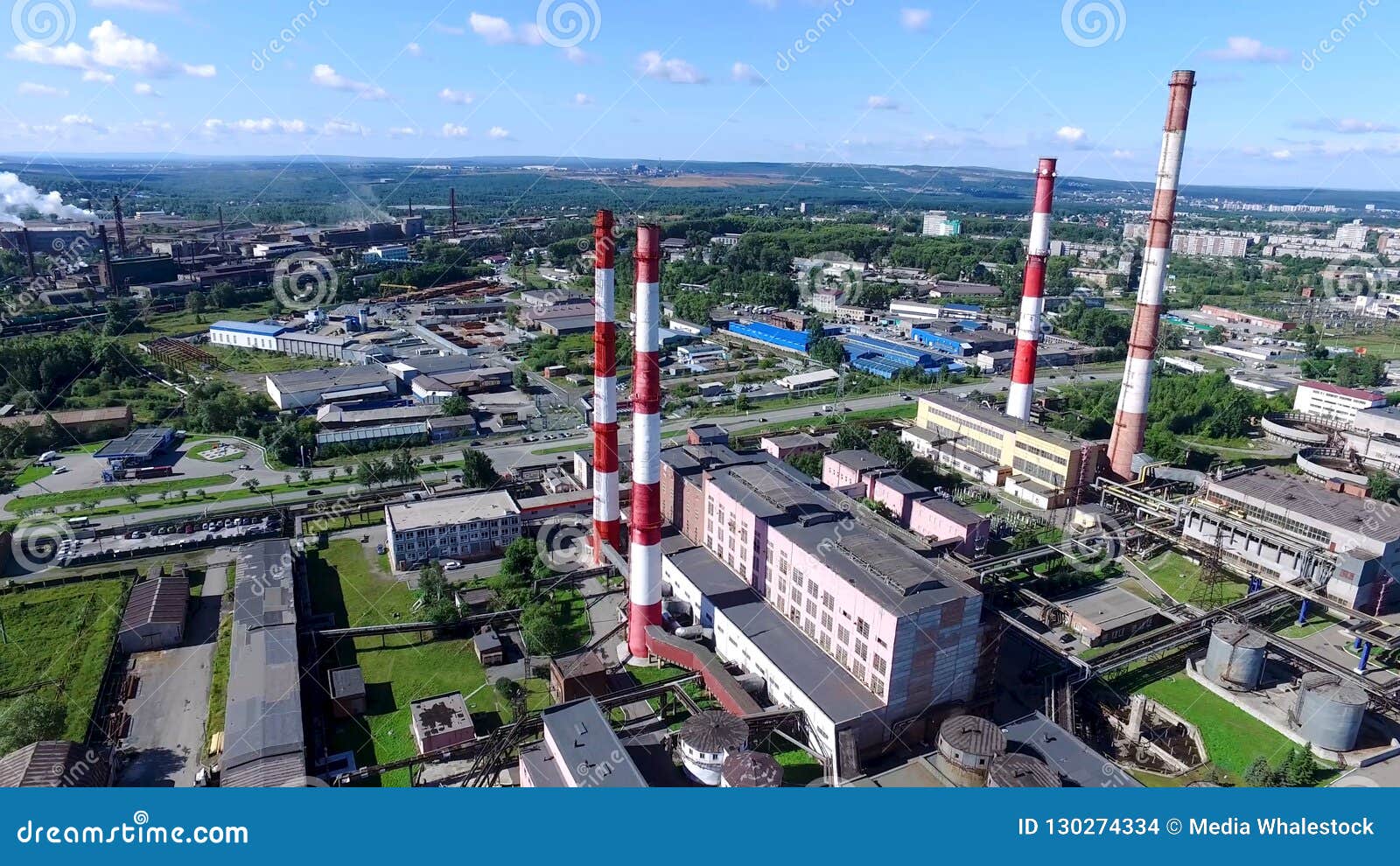 Top View Of Industrial Area Of City And Plant With Red And White Pipes Panorama Of City With Factories And Plants Stock Photo Image Of Industry Employment
